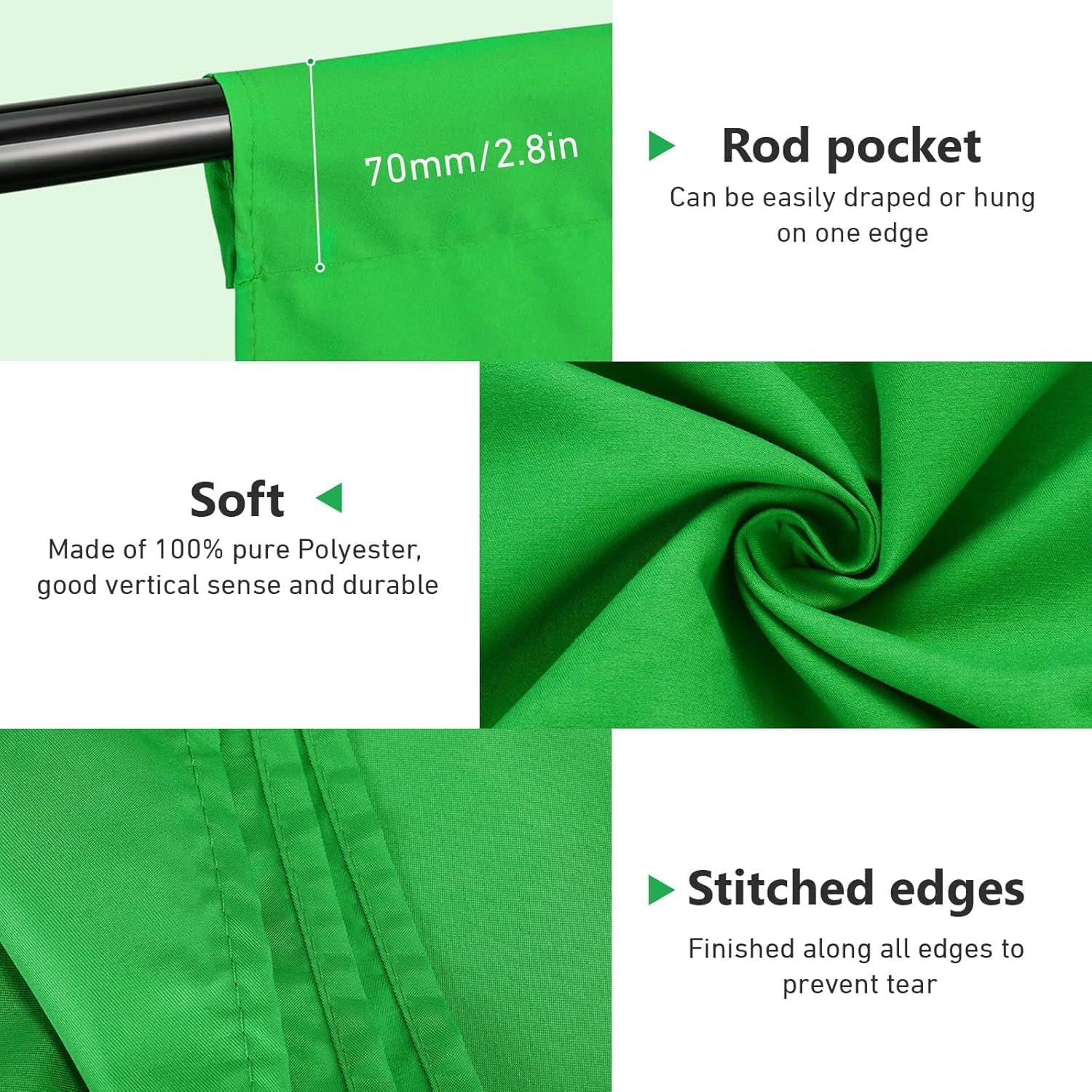 Thumbnail 2 de YZNT Green Screen Backdrop 2 x 3 m for chroma key 🎥