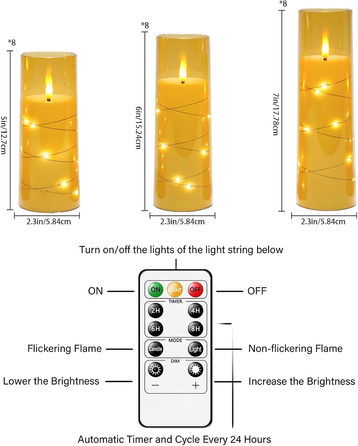 Detalle 1 de kakoya WYLZ-011 Flameless LED Candles, 24-Piece Gold Set with Timer