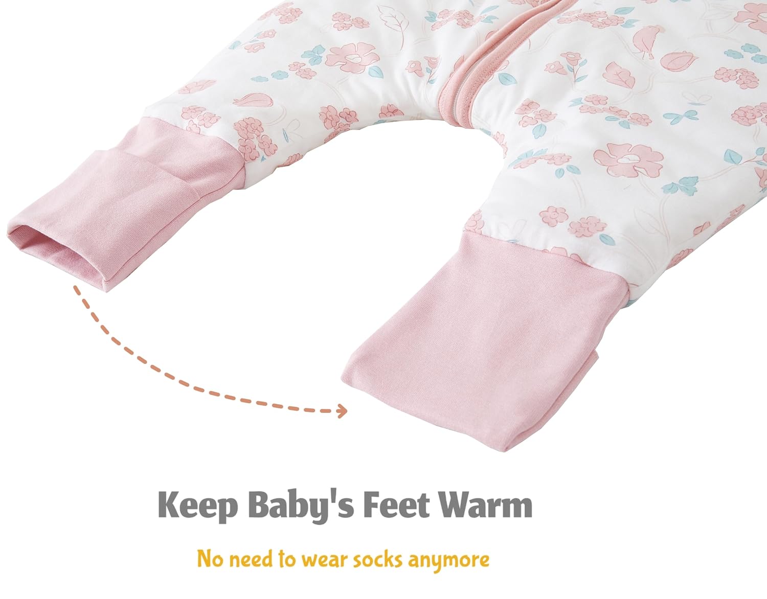 Detalle 2 de Chilsuessy Baby Schlafsack mit Füßen (2er Pack) 2,5 Tog – weicher Baumwoll-Schlafsack für Kinder im Winter
