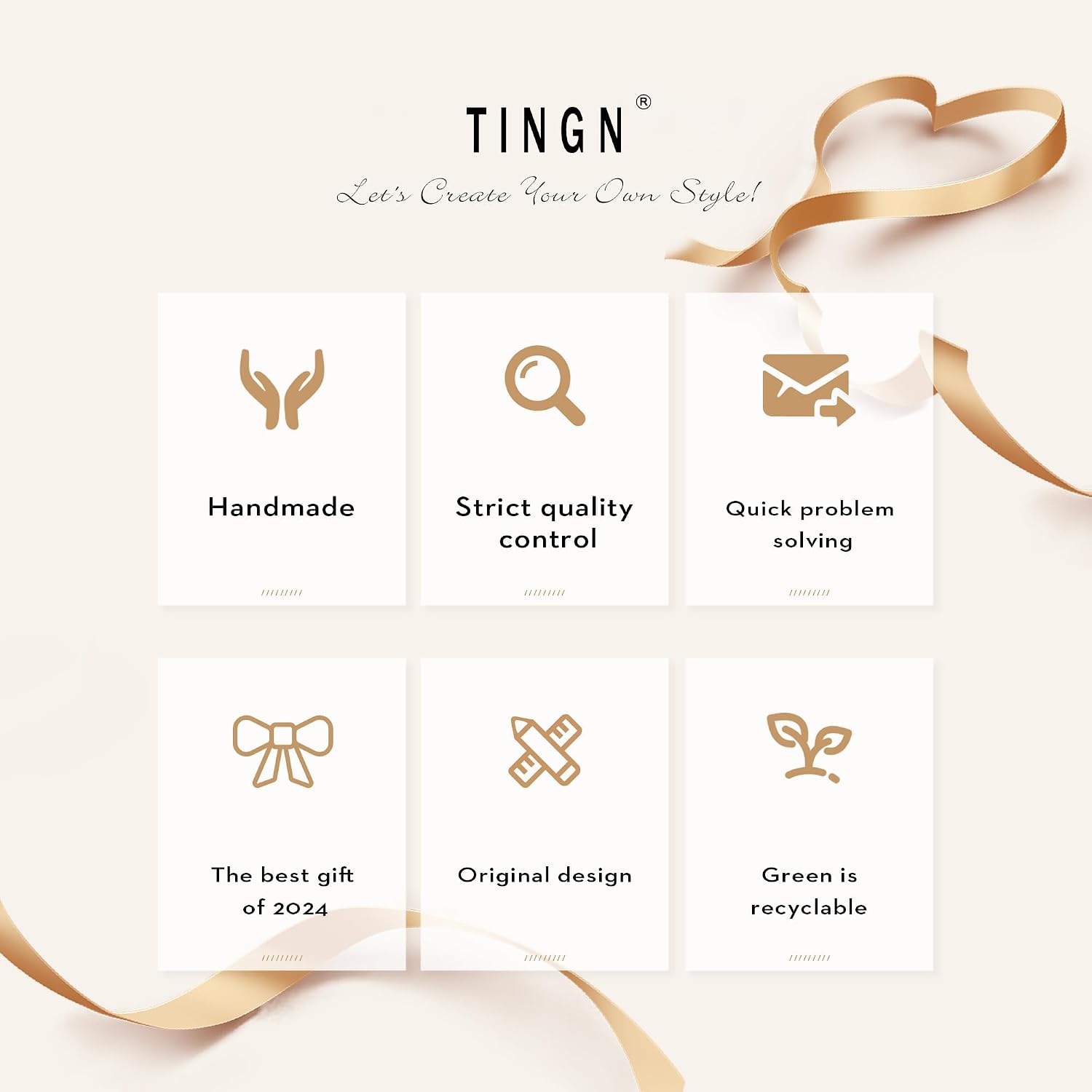 Detalle 2 de TINGN Bracciale da donna a cuore in oro 14 carati con ciondolo personalizzato