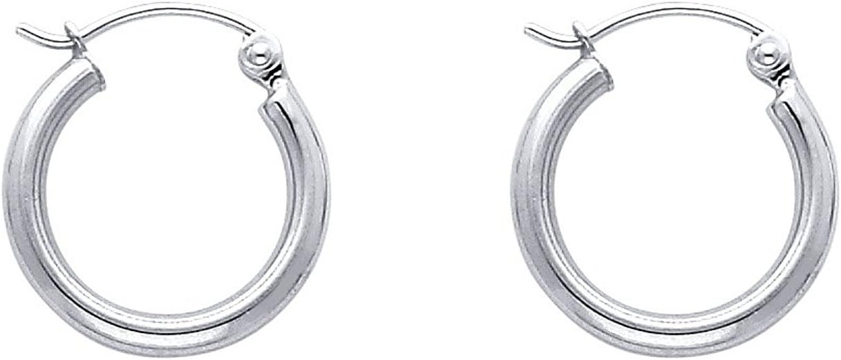Detalle de Prins Jewels Boucles d'oreilles créoles en or blanc 14 carats 585 – largeur 2 mm, longueur au choix
