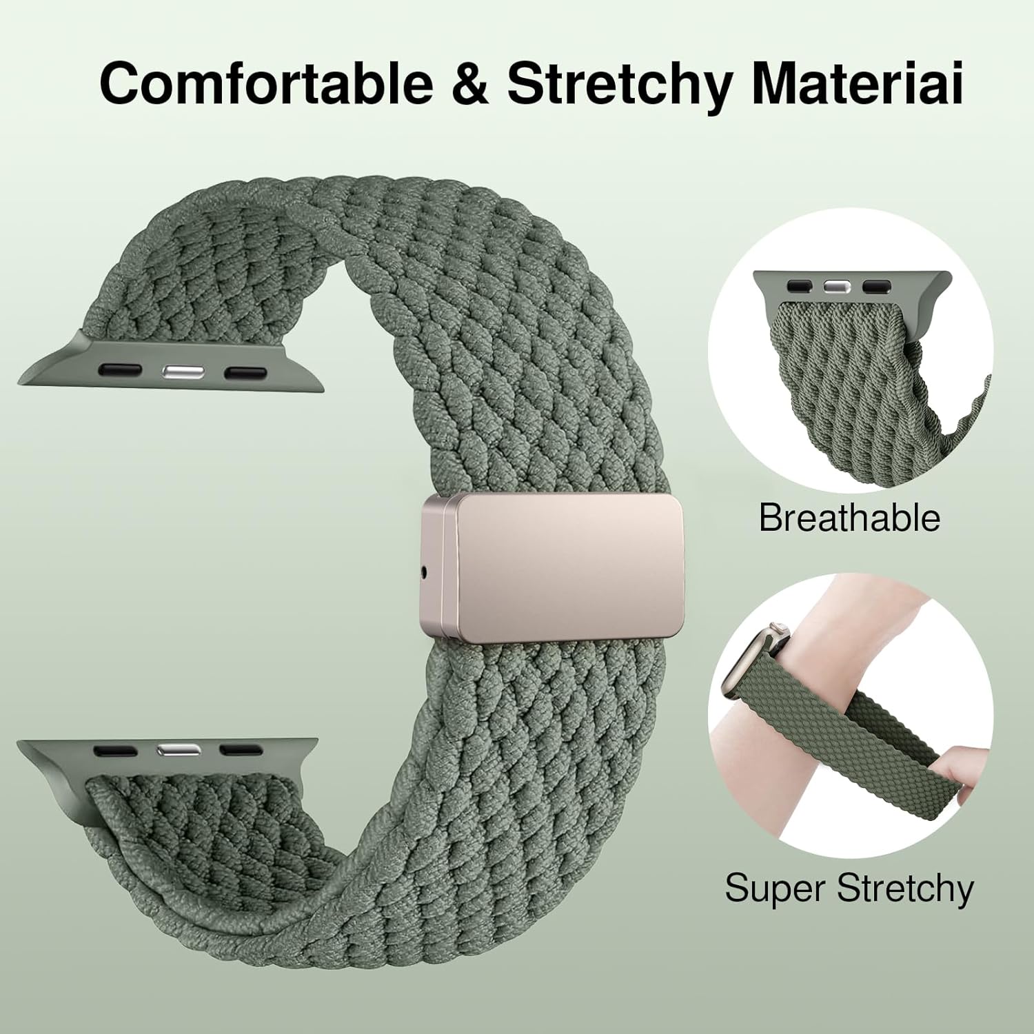 Thumbnail 2 de Yoohoo Braided Magnetic Strap for Apple Watch (40–49mm) – Pale Green