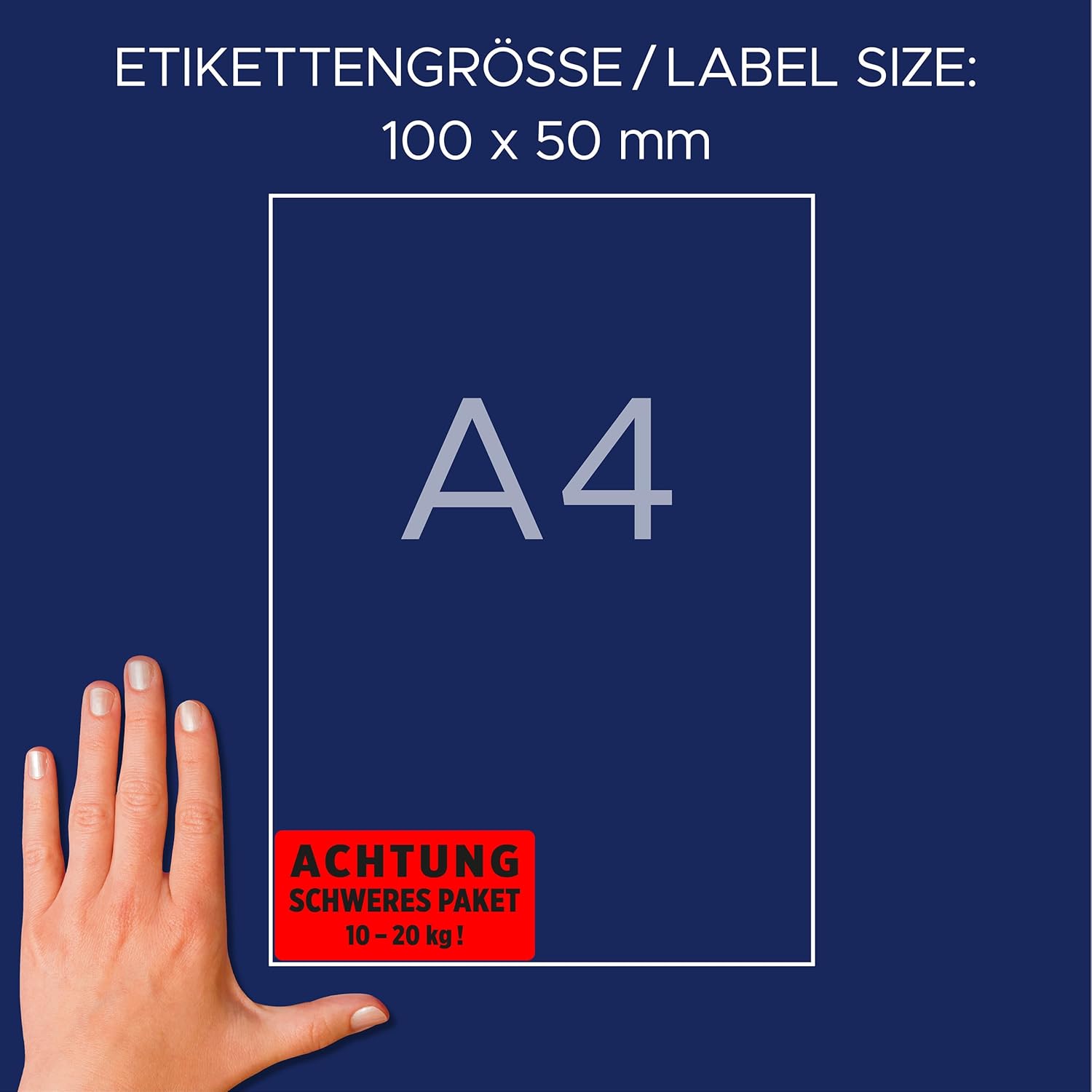 Detalle 2 de AVERY Zweckform Art. 7254 Warnetiketten „Achtung! Schweres Paket“ neonrot (10–20 kg) auf Rolle