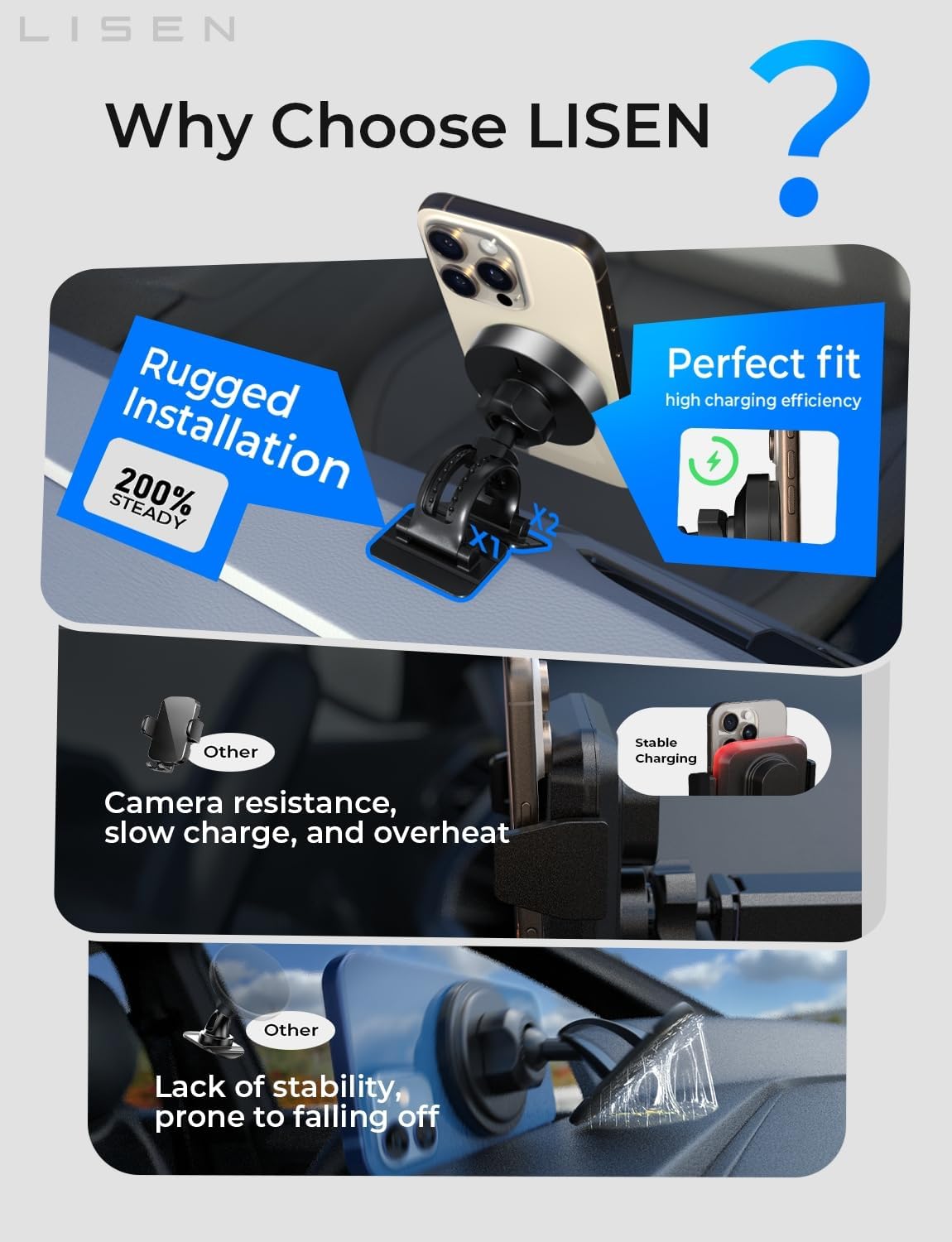 Thumbnail 5 de LISEN 15W MagSafe Car Mount Charger