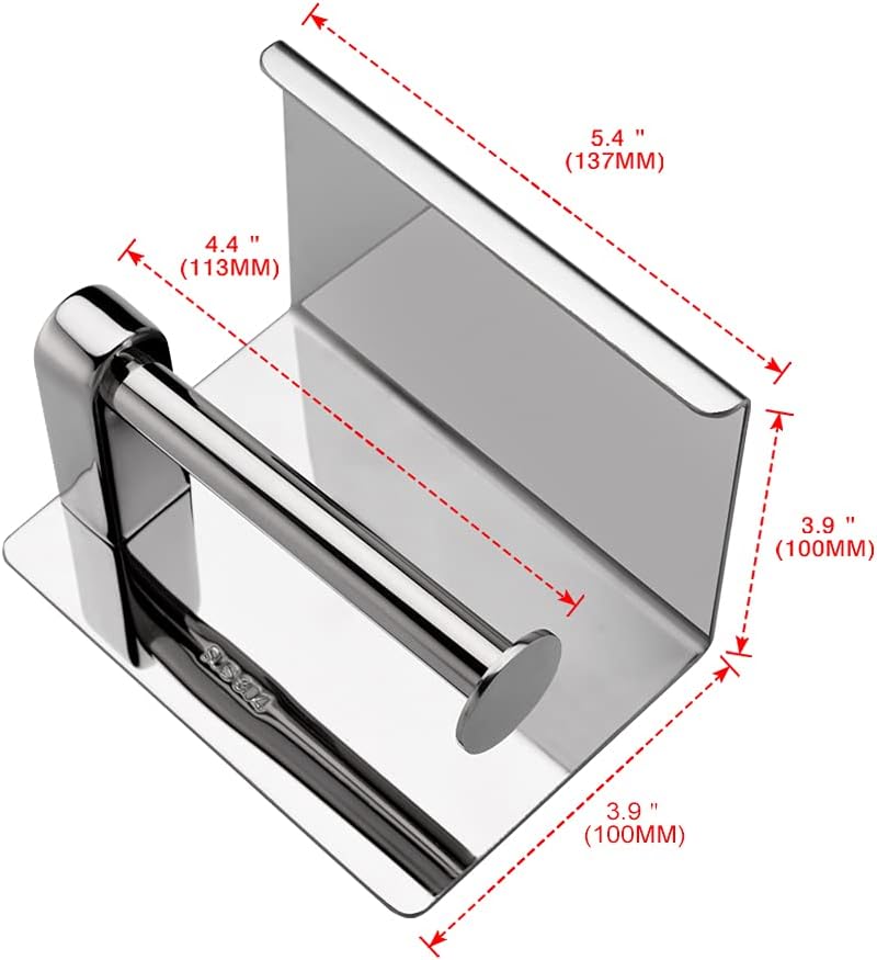 Thumbnail 4 de Ibergrif Toilettenpapierhalter aus Edelstahl mit Ablage – 2 Montagearten (selbstklebend oder bohren), bis 10 kg