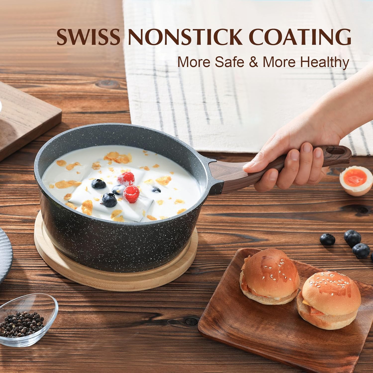Thumbnail 4 de SENSARTE 1.5 Qt Nonstick Saucepan with Lid 🍲