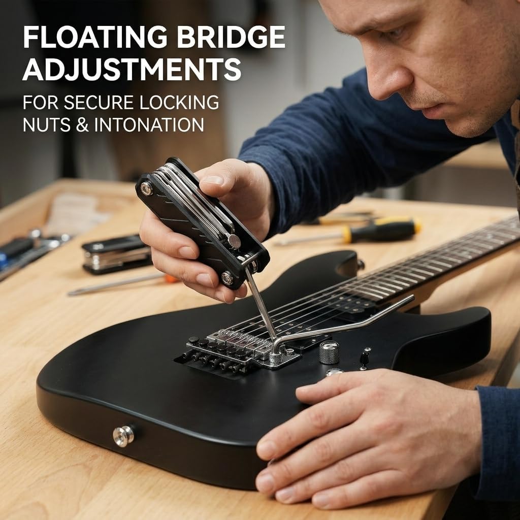 Detalle 2 de GUITTO GGT-01 Guitar Multi-Tool, 12-in-1 Aluminum Setup Kit