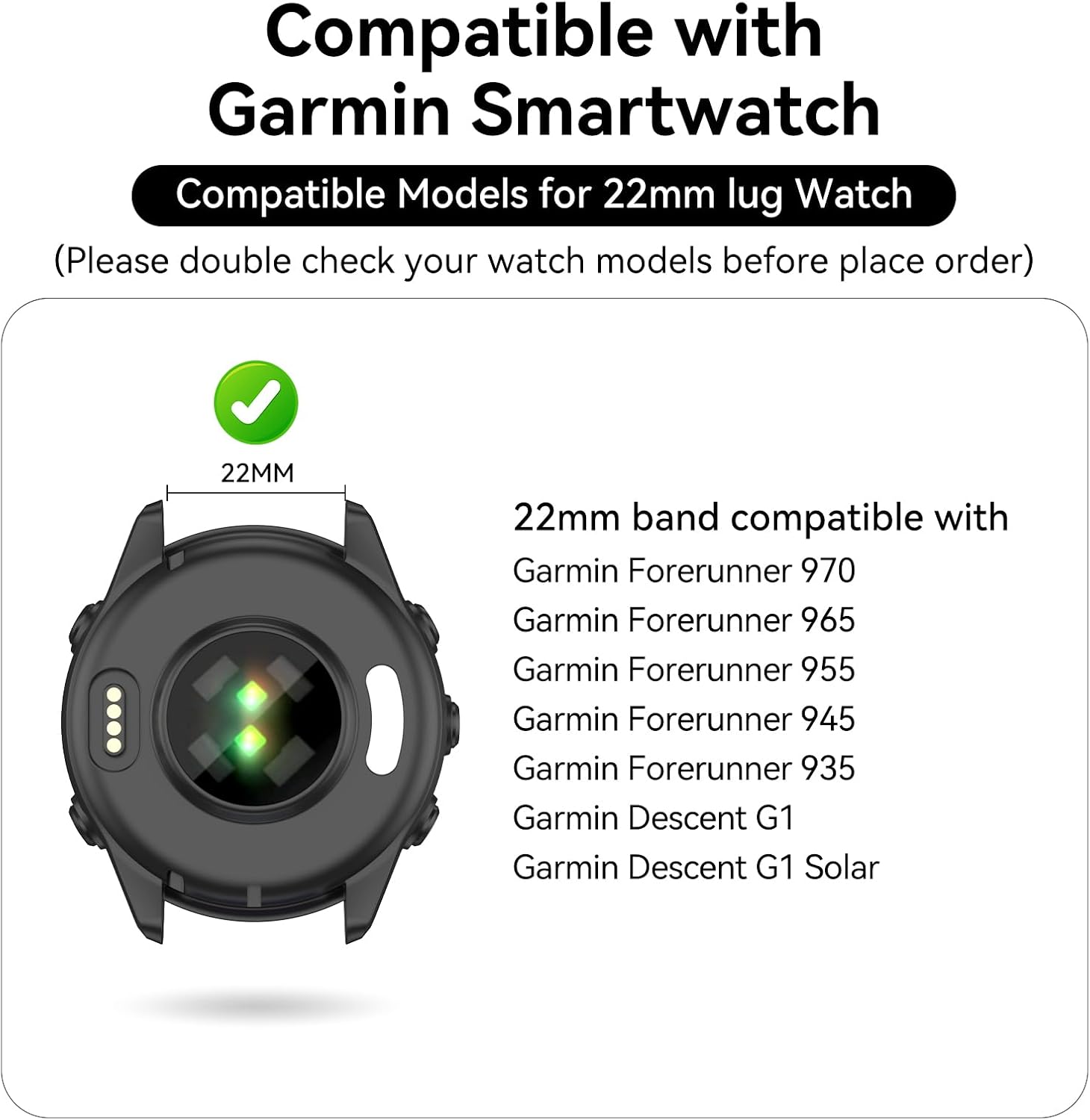 Detalle de OVERSTEP 22mm silicone watch bands for Garmin Forerunner 970/965/955/945 & Descent G1/G1 Solar