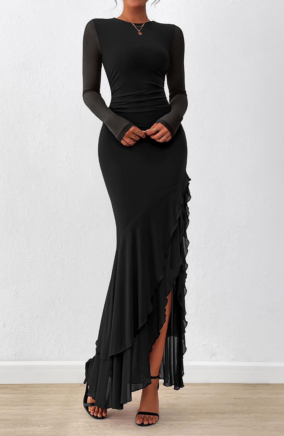 Thumbnail 4 de BTFBM Women's Maxi Dress 2026 Long Sleeve Ruched