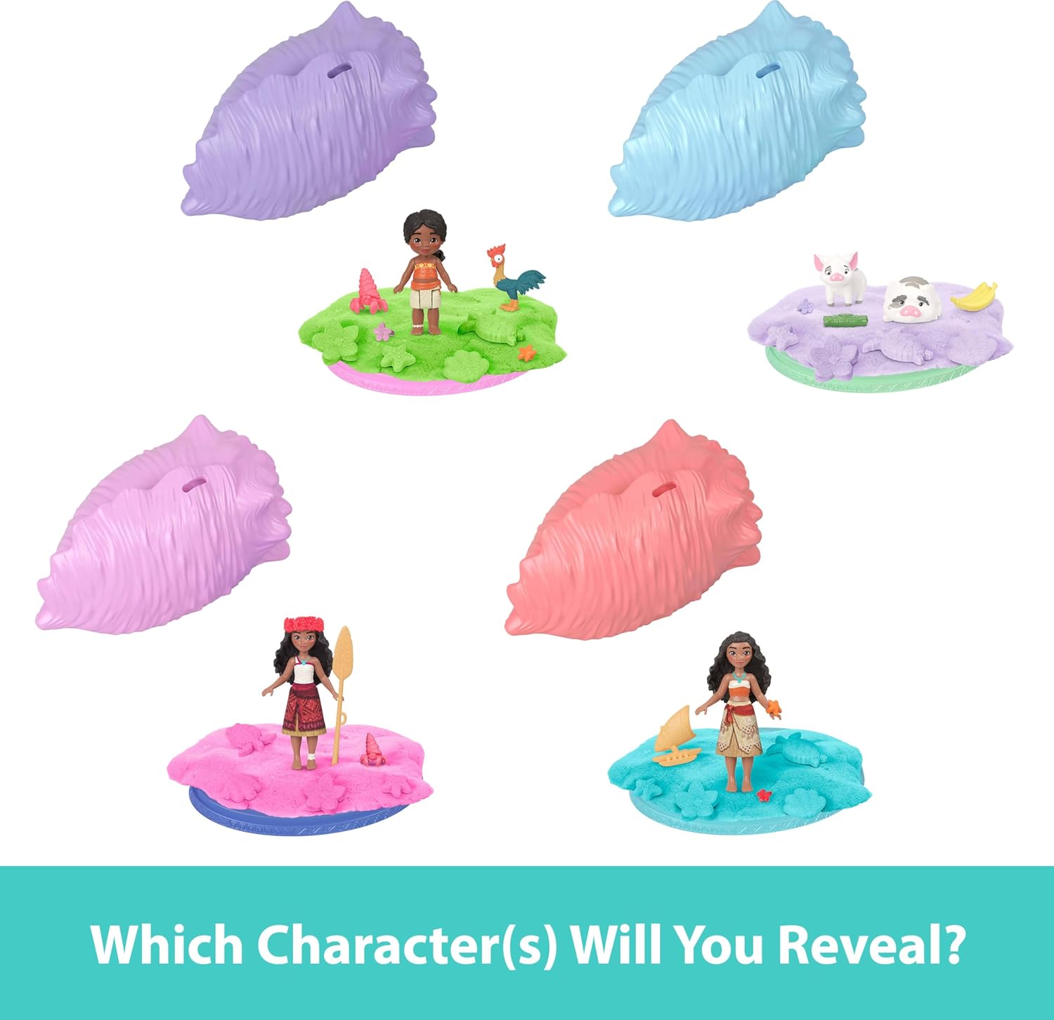 Detalle de Mattel Disney Moana Ocean Shell Reveal Surprise Playset (Small Doll or Animal Figures) with Moldable Sand