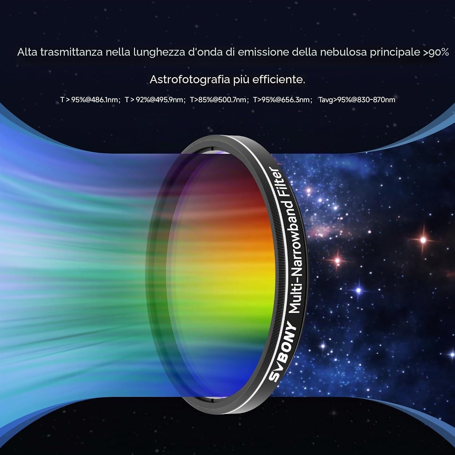 Detalle de Svbony SV240 filtro multi-bandpass 2" per riduzione inquinamento luminoso (astrofotografia urbana)