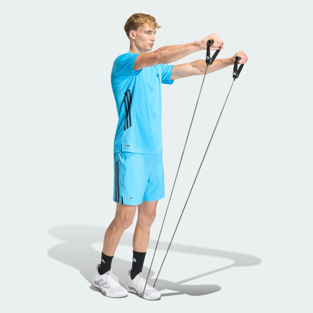 Detalle de Camiseta de entrenamiento Adidas Tech Essentials 3 Stripes – azul