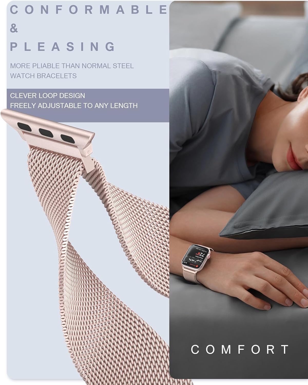 Thumbnail 3 de Original Stainless Steel Milanese Loop for Apple Watch — Magnetic Clasp Band (38mm–49mm)