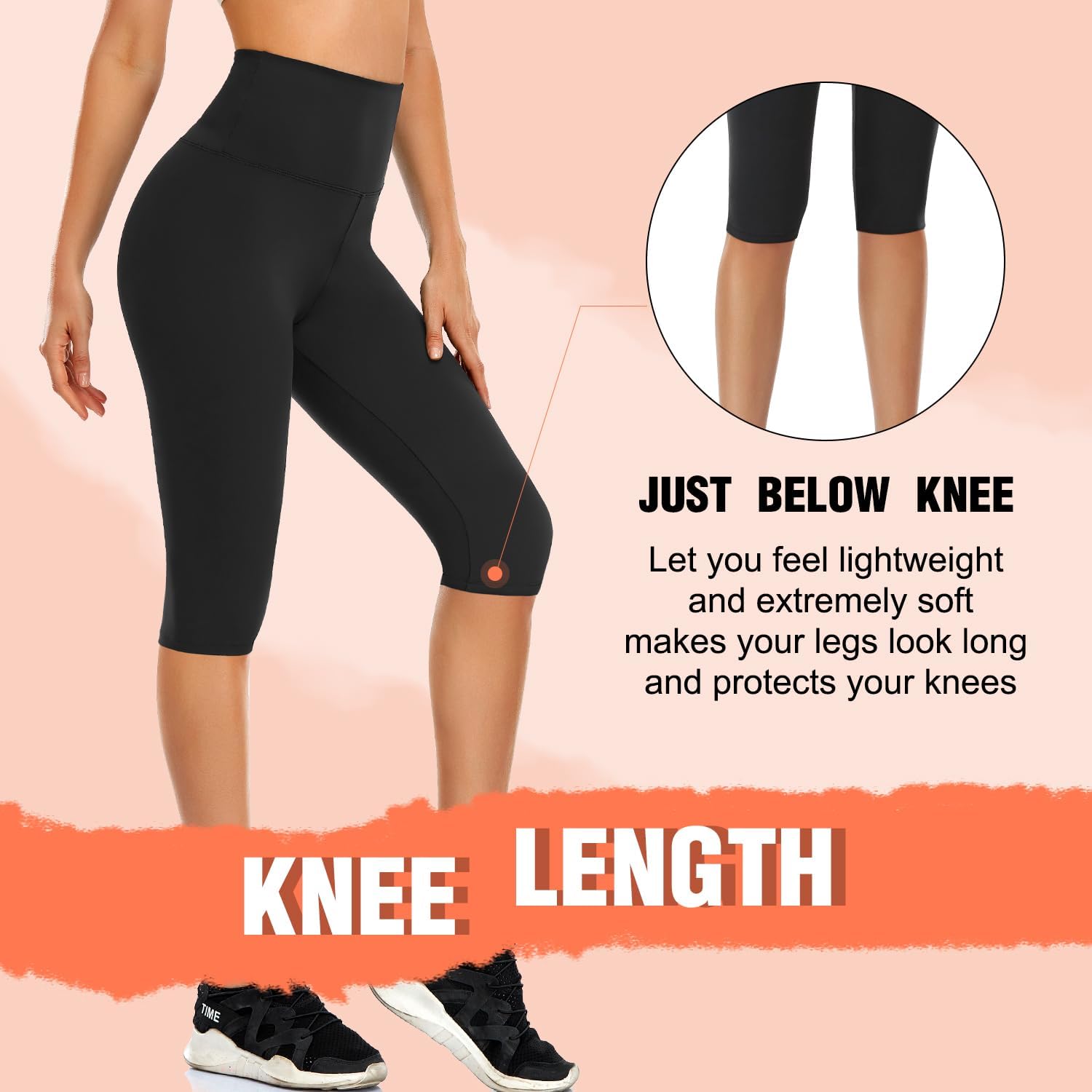 Detalle de DHSO Women's Knee-Length Leggings, High-Waisted Spandex, 3-Pack