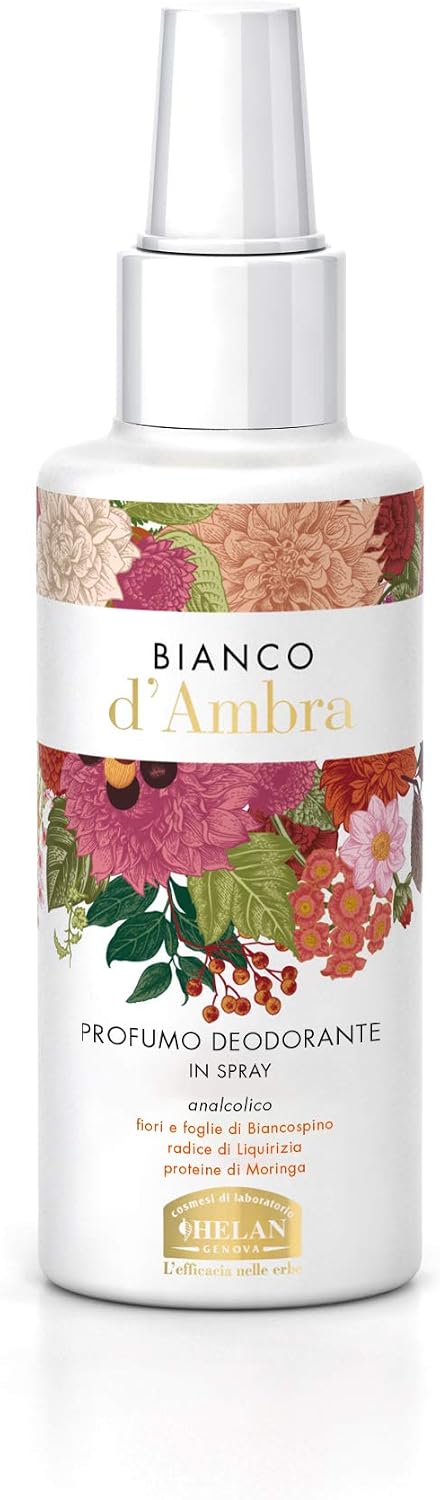 Detalle 2 de Helan Bianco d'Ambra Deodorante Donna Spray Delicato 100 ml – senza Sali di Alluminio né Alcol, Made in Italy