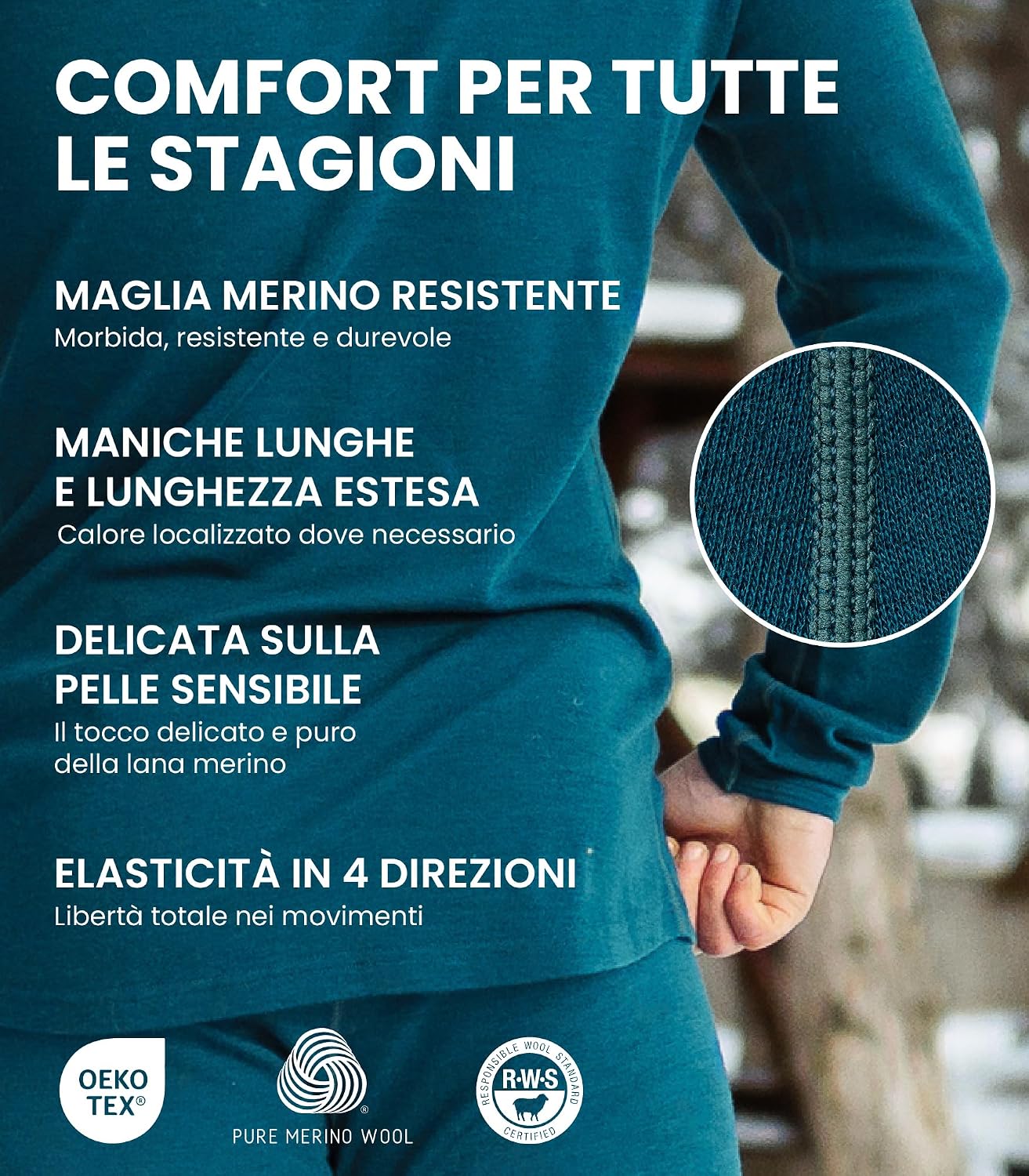 Detalle de Merino.tech Intimo termico uomo 18,5 micron