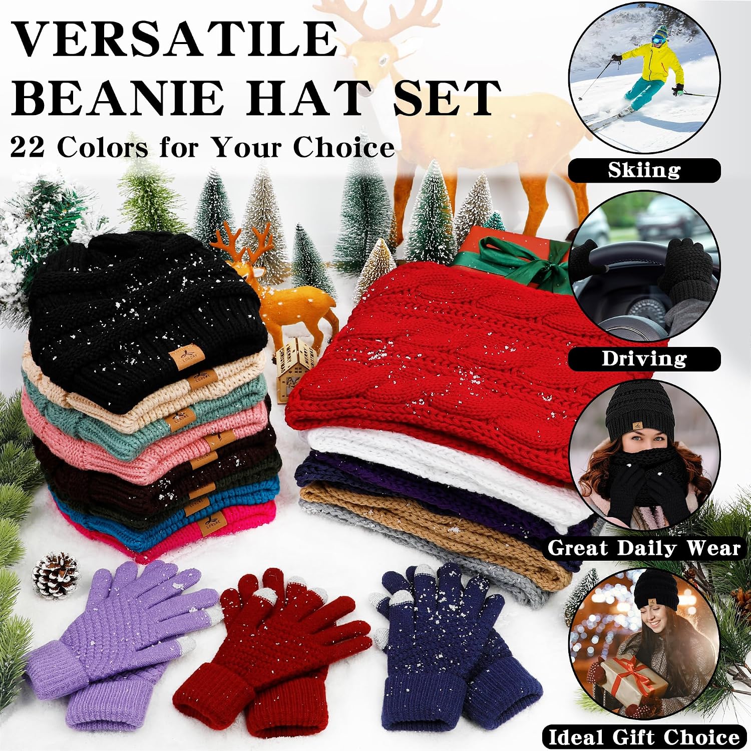 Thumbnail 6 de Winter Beanie Hat Scarf Gloves Set, Touchscreen Pack 🧣