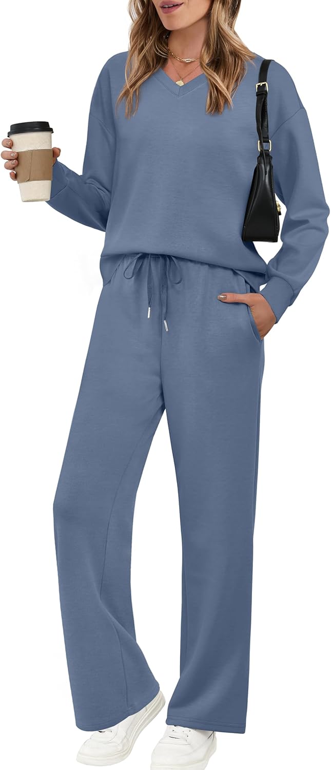 Detalle de WIHOLL Lounge Sets for Women 2026 V Neck 2 Piece Outfits – Cozy, Versatile, Everyday Essential