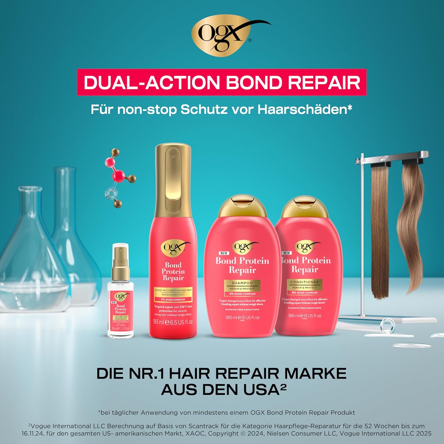 Detalle de OGX Repair and Protect Bond Protein Repair Leave-in Conditioner – Leave-in Haarpflege mit Hitze-Schutzt up to 230°C
