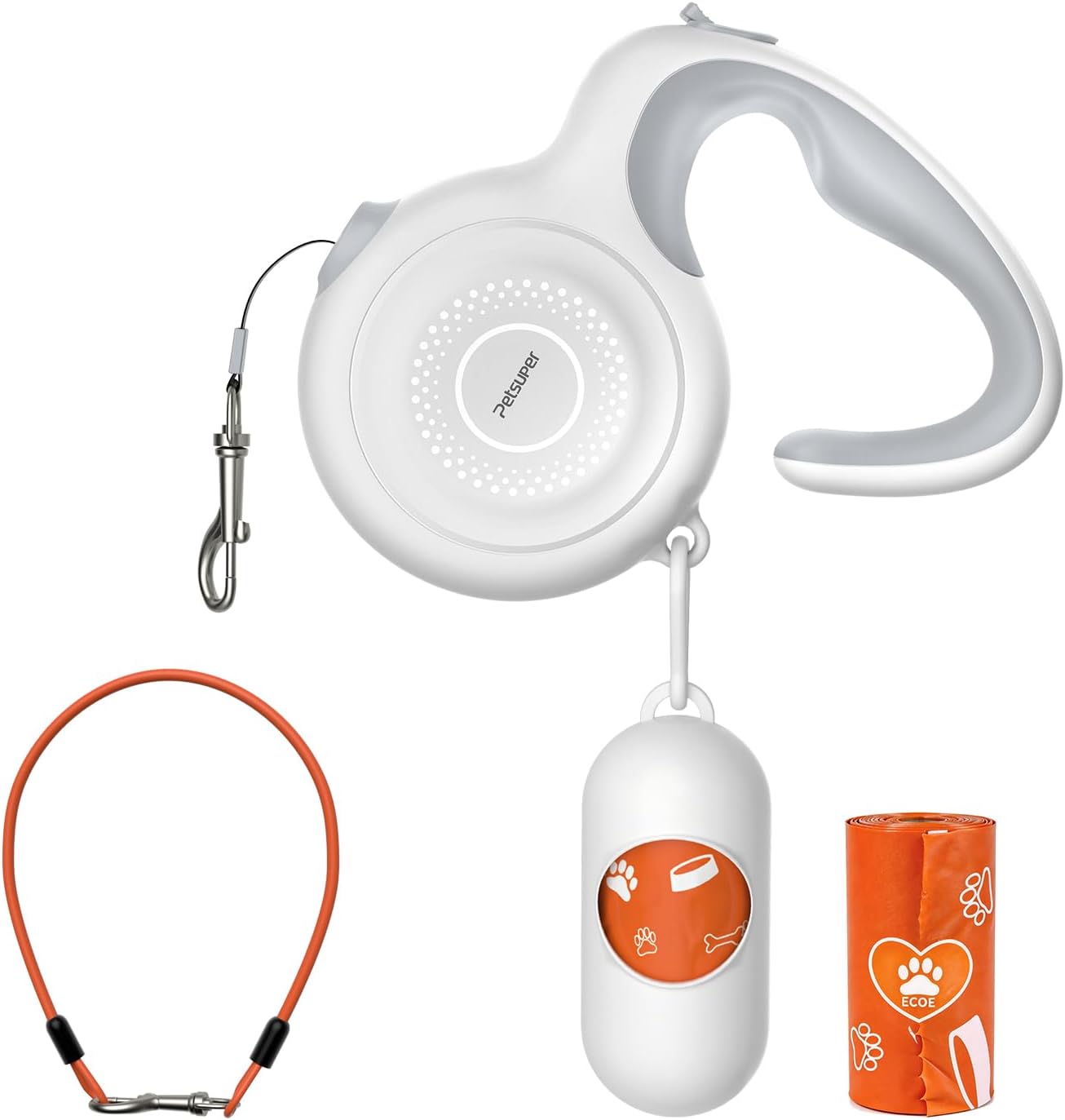 Detalle de Petsuper 3M Retractable Dog Lead with Chew Proof Steel Cable and Built-In Poop Bag Dispenser