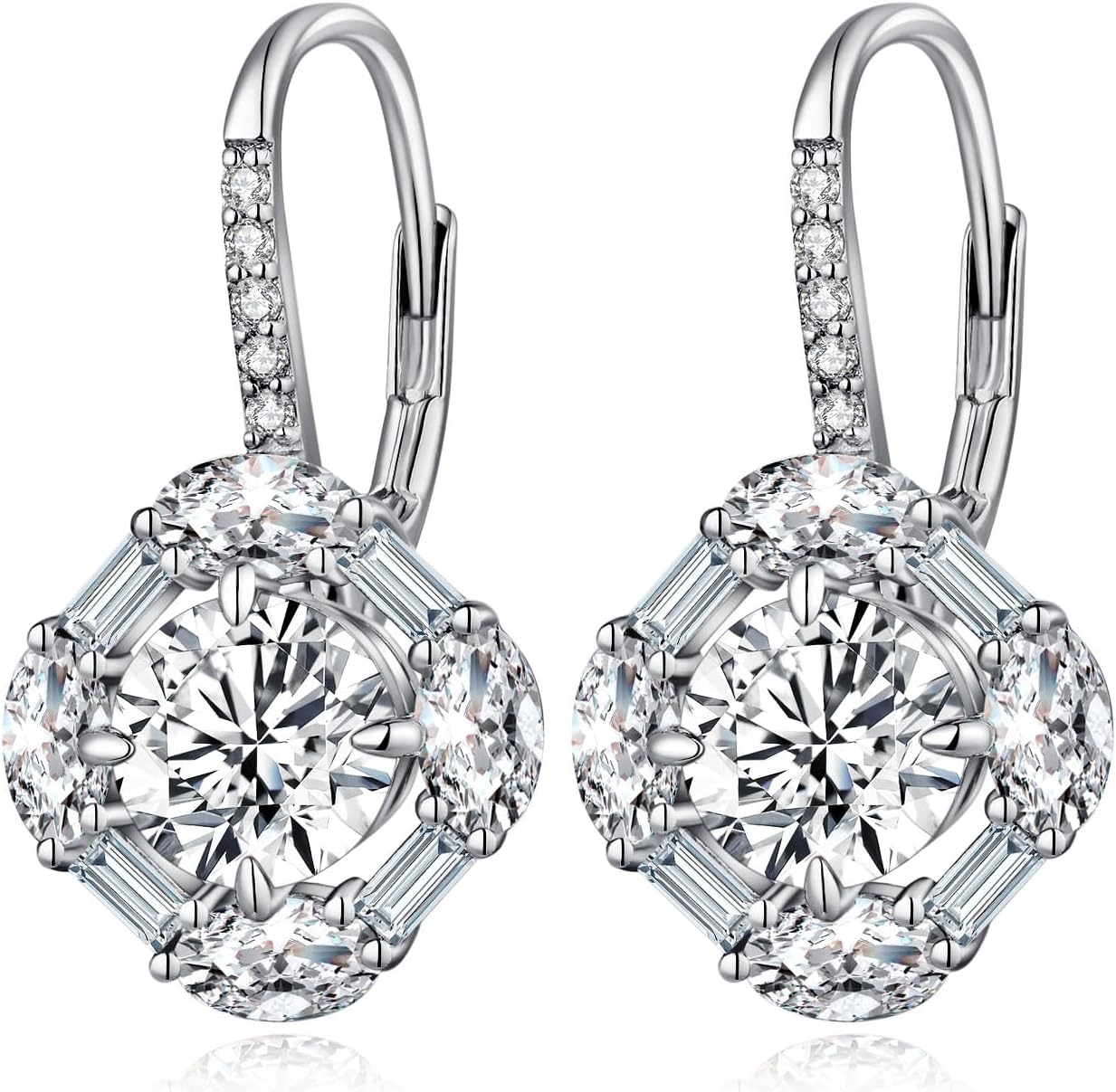 Thumbnail 6 de jiamiaoi 18 Karat Weißgold plattiert Ohrringe (Sterling Silber 925) mit Zirkonia, 25 mm lang