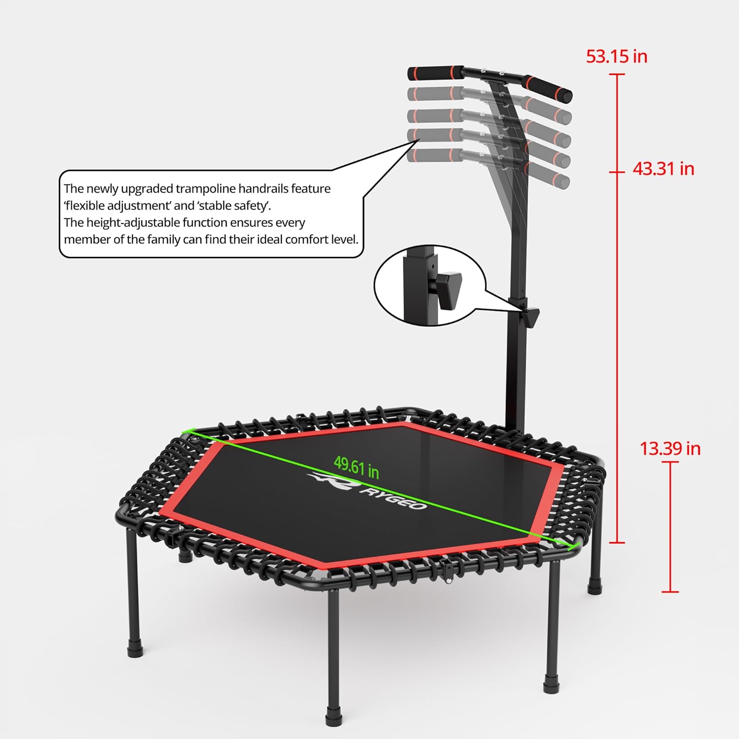 Thumbnail 6 de RYGEO 50'' Fitness Trampoline: A Practical Rebounder for Home Workouts