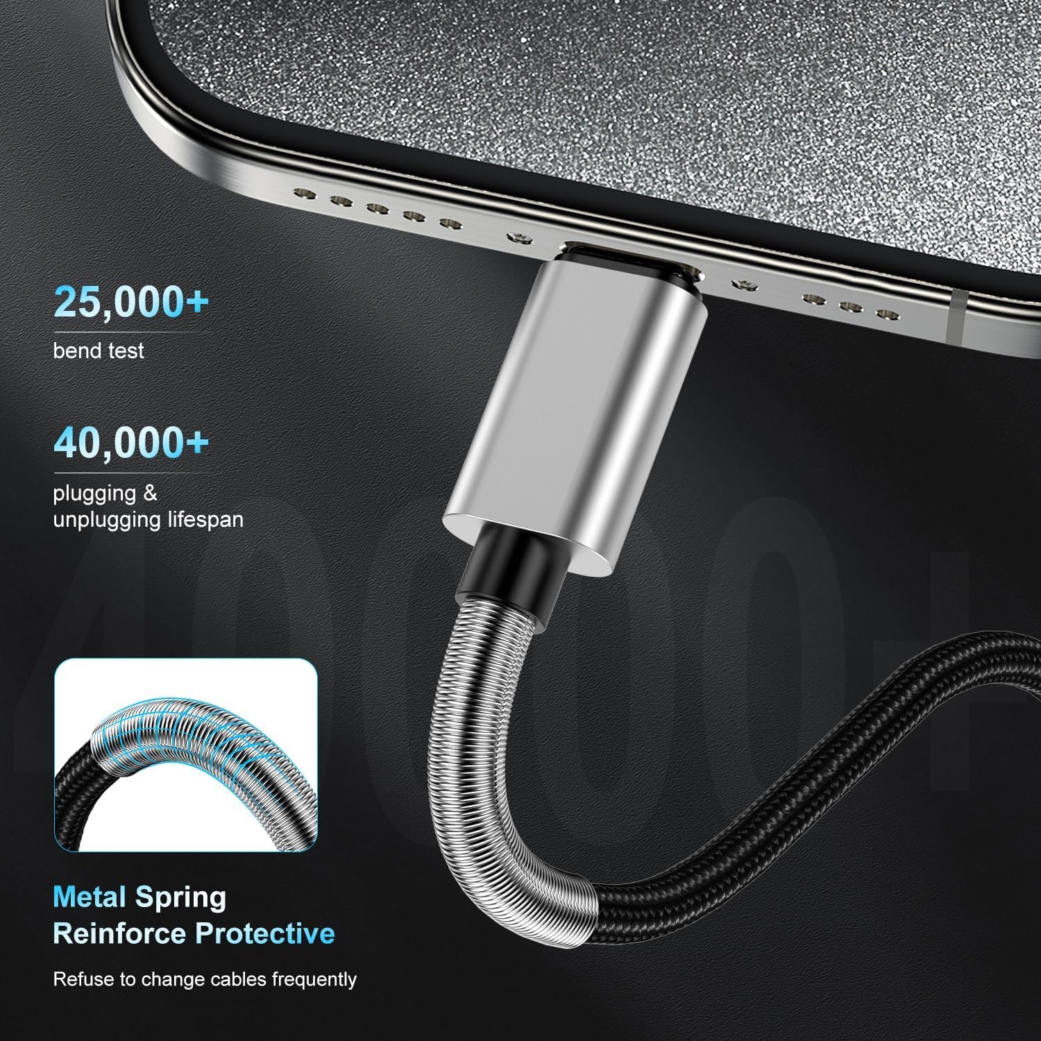 Thumbnail 2 de Jeenek Long USB-C to USB-C Charger Cable (10ft) — 60W Fast Charging Cord