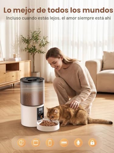 Detalle 2 de PETVION 4L Comedero Automático para Gatos y Perros | Alimentación programable y fuente dual