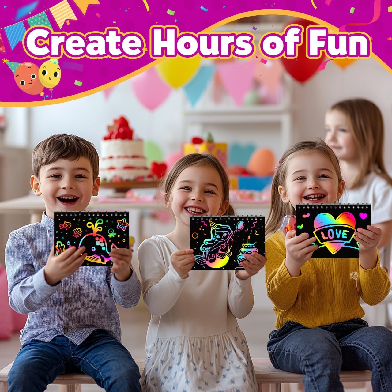 Thumbnail 5 de Party Favors Rainbow Scratch Art Kit 24 Pack