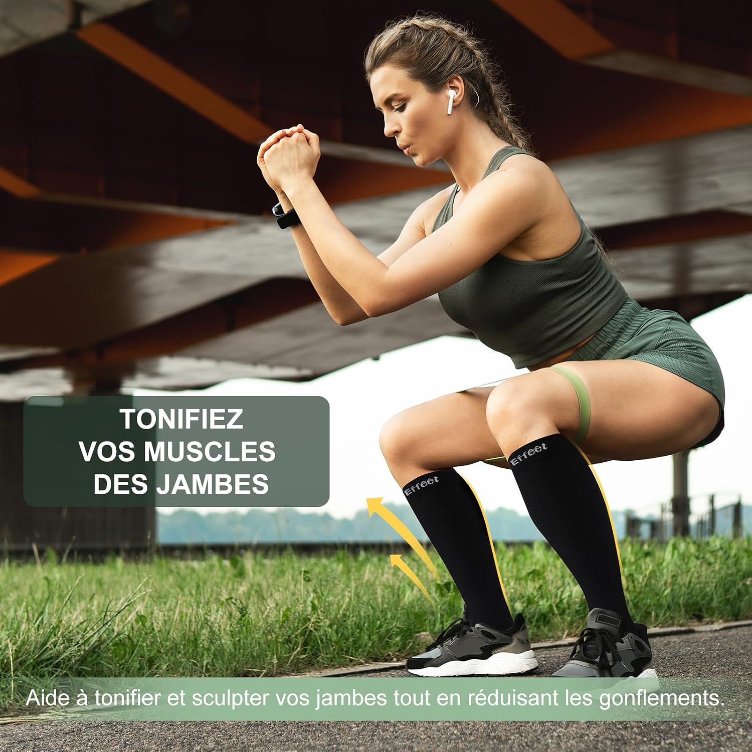 Thumbnail 6 de Effeet Bas de Contention Femme et Homme – Chaussettes rembourrées 2 paires, compression pour sport, voyage et travail