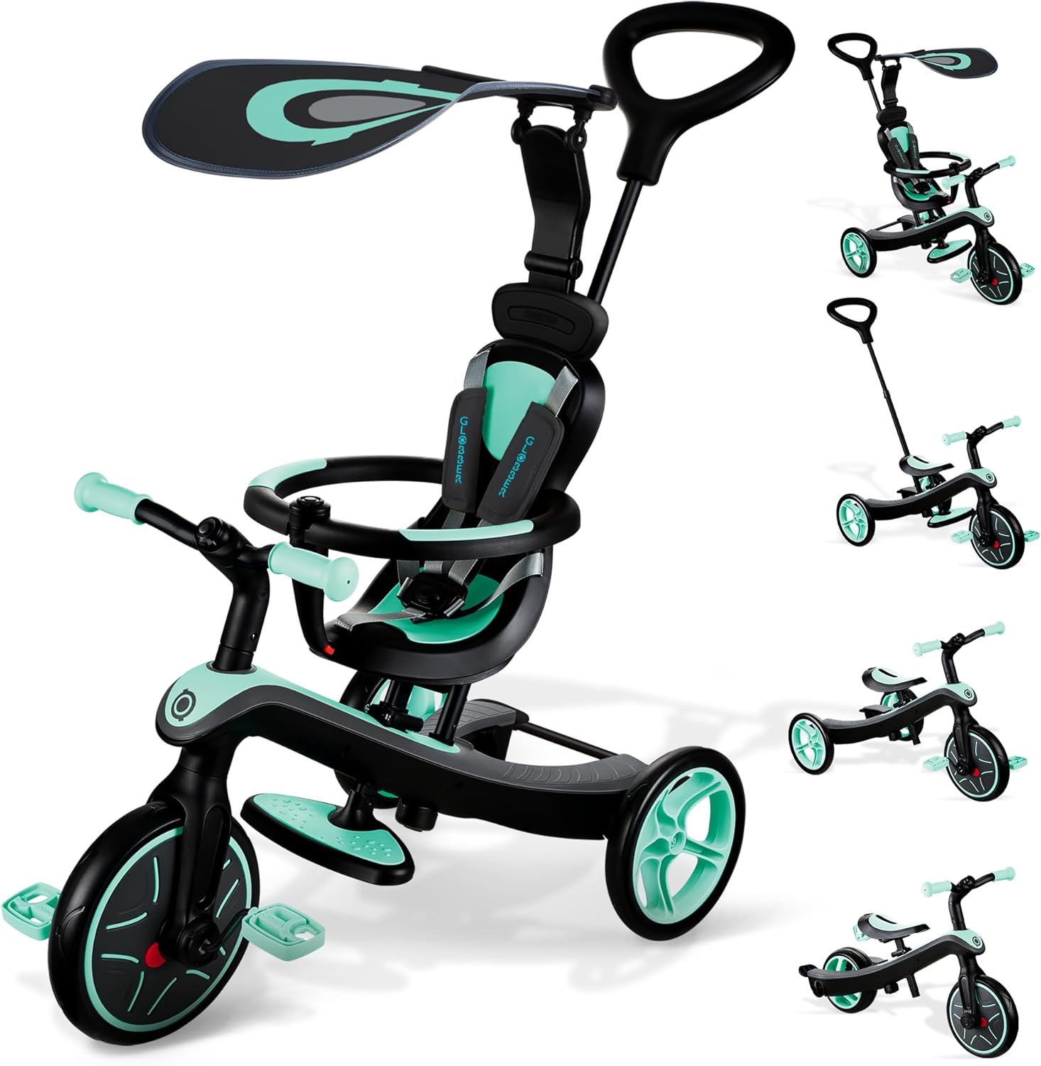 Detalle de GLOBBER Triciclo 4 in 1 – Verde menta: versatilità e stile per i più piccoli