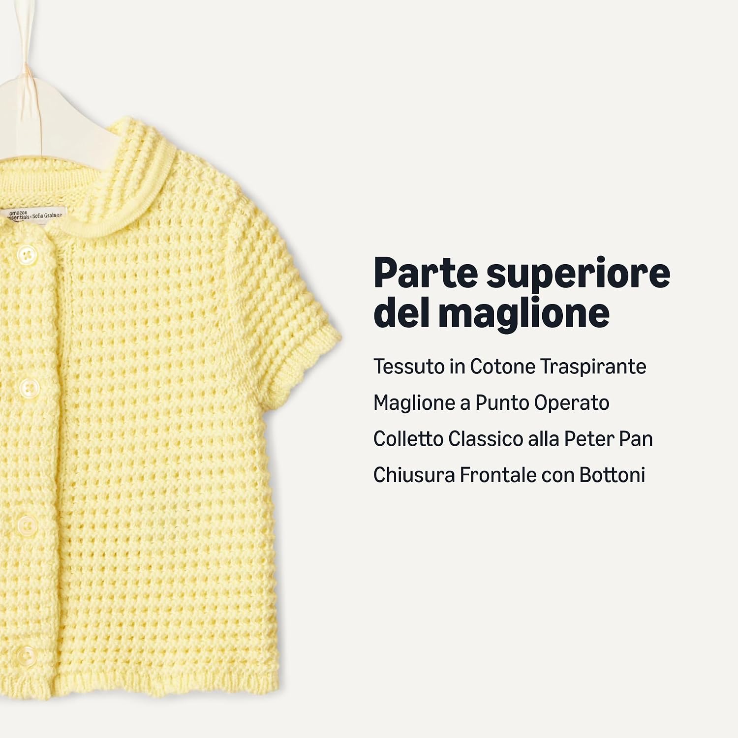 Thumbnail 1 de Amazon Essentials x Sofia Grainge Maglione in Cotone con colletto Peter Pan e bottoni – 0–24 mesi
