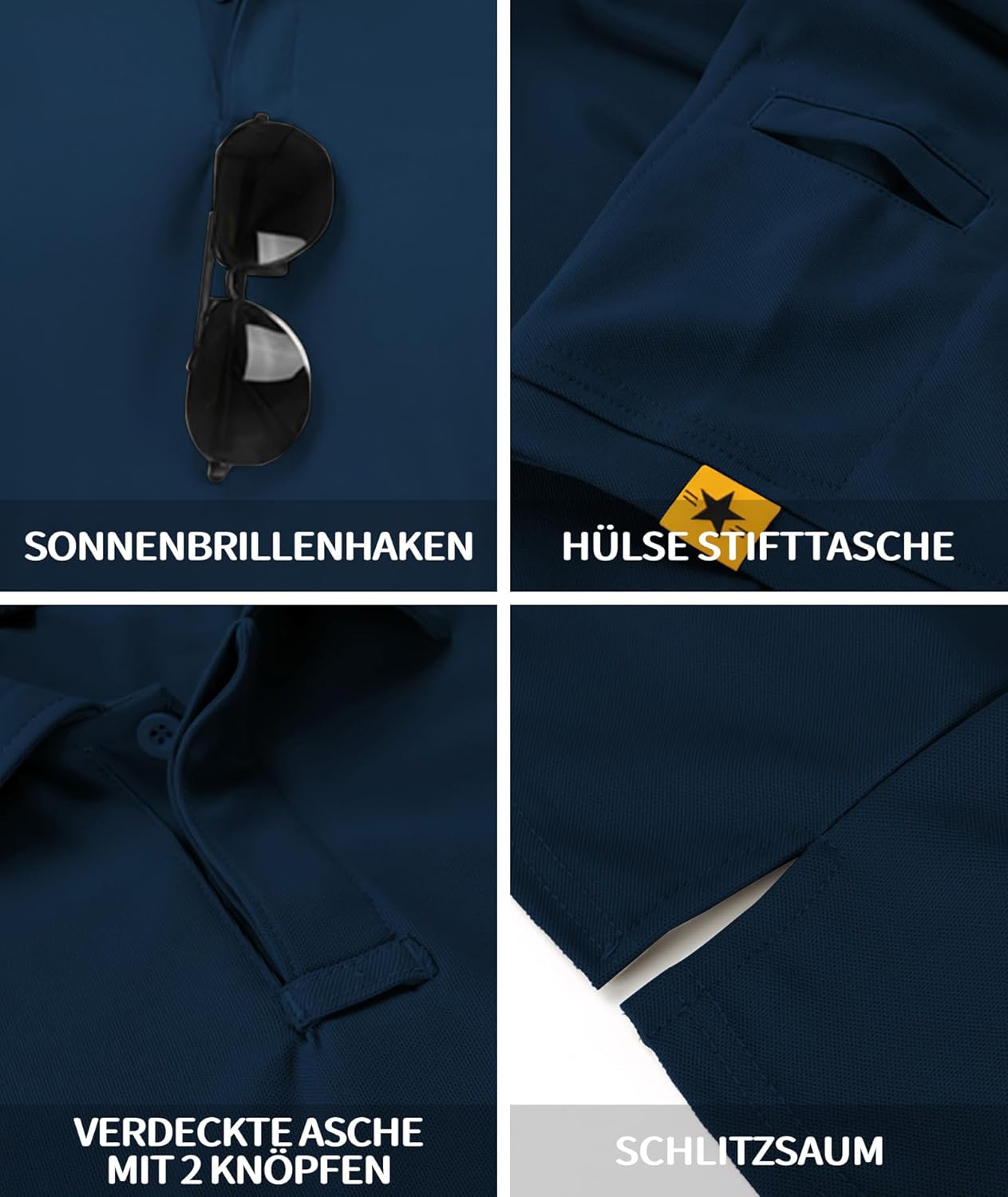 Thumbnail 4 de JACKETOWN Poloshirts Herren Kurzarm – atmungsaktiv, schnelltrocknend, Knopfleiste, Regular Fit