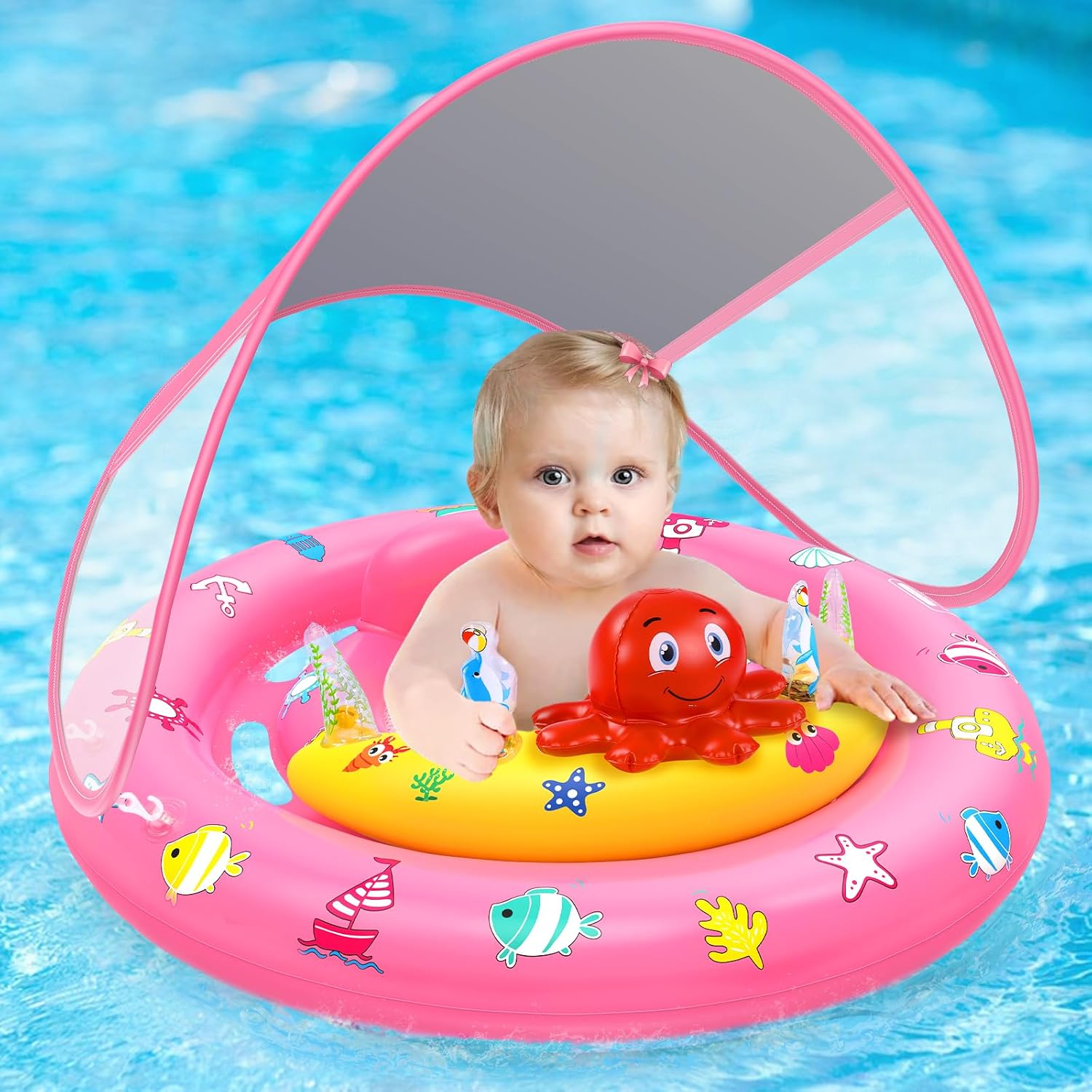 Thumbnail 6 de Enchanting Unicorn Baby Pool Float with Canopy and Toy Console