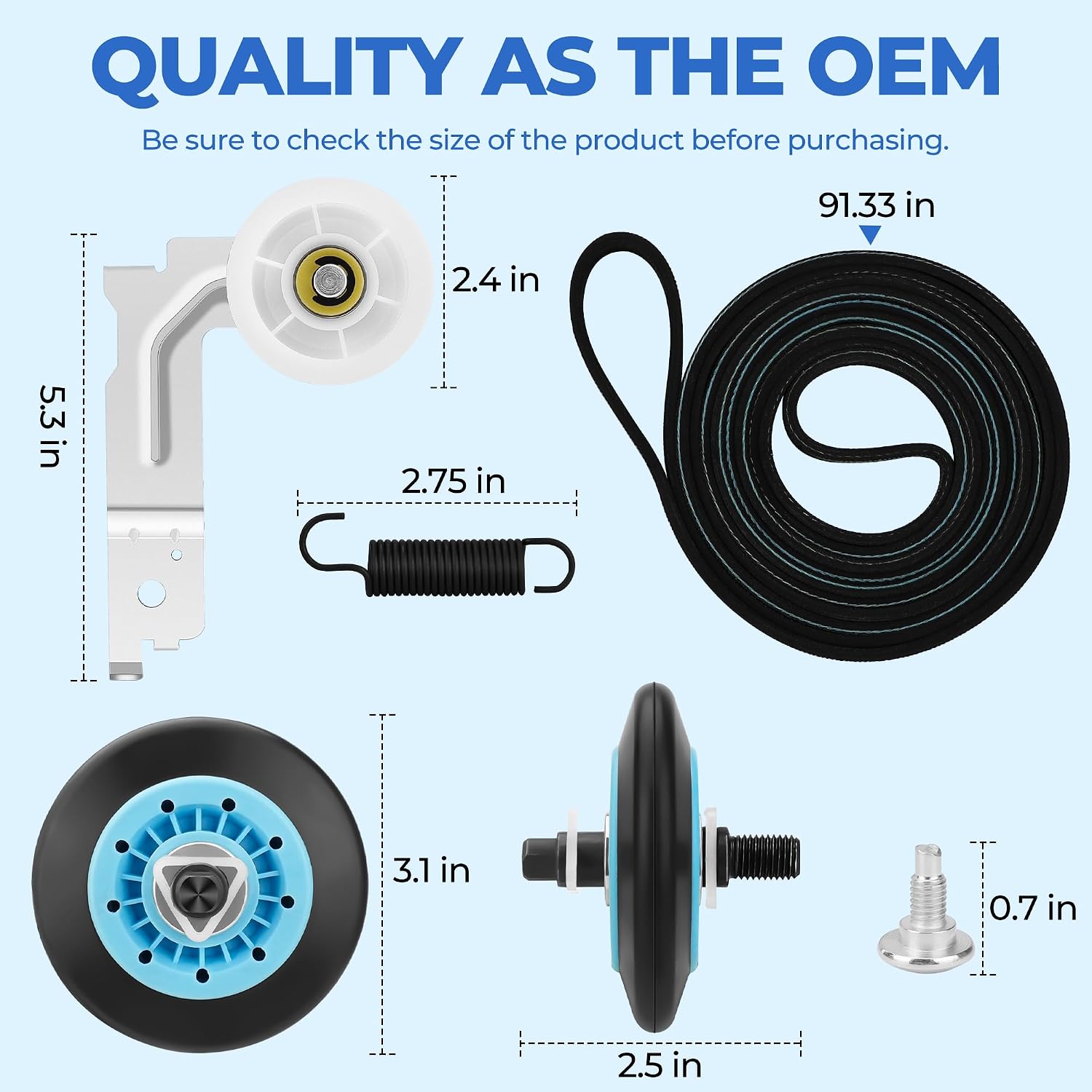Detalle 2 de NISHCON DC97-16782A Dryer Roller Replacement Kit with Belt and Idler Pulley