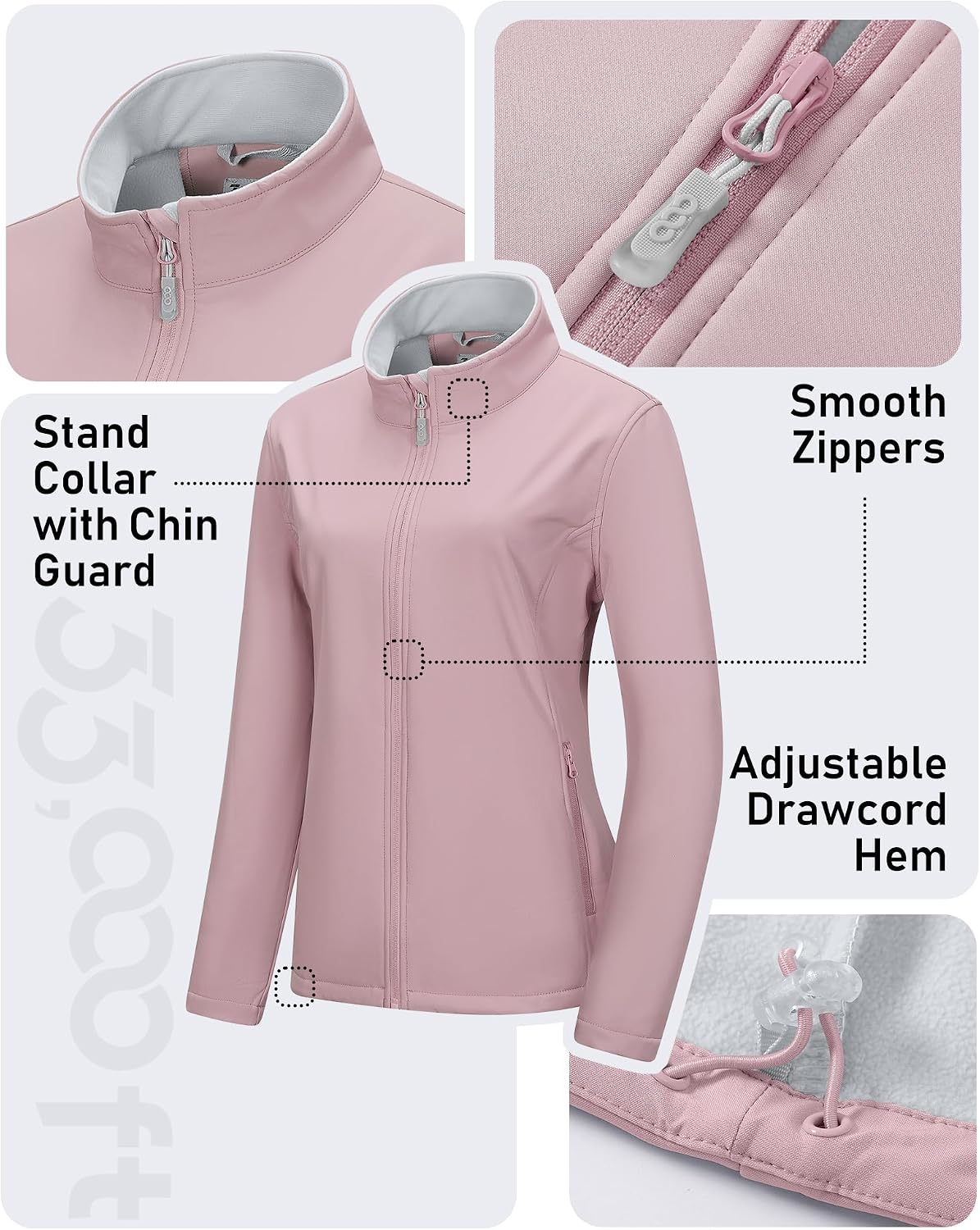 Detalle de 33,000ft Women's Softshell Jacket, Fleece-Lined, Water-Resistant, 4-Way Stretch