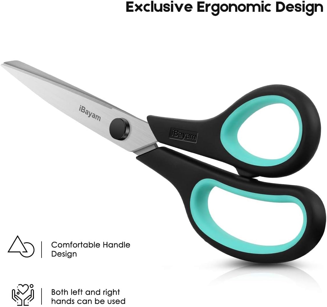 Detalle de iBayam 8.5" Heavy Duty Scissors: All-Purpose Darling for Office, School, Crafts, and Sewing
