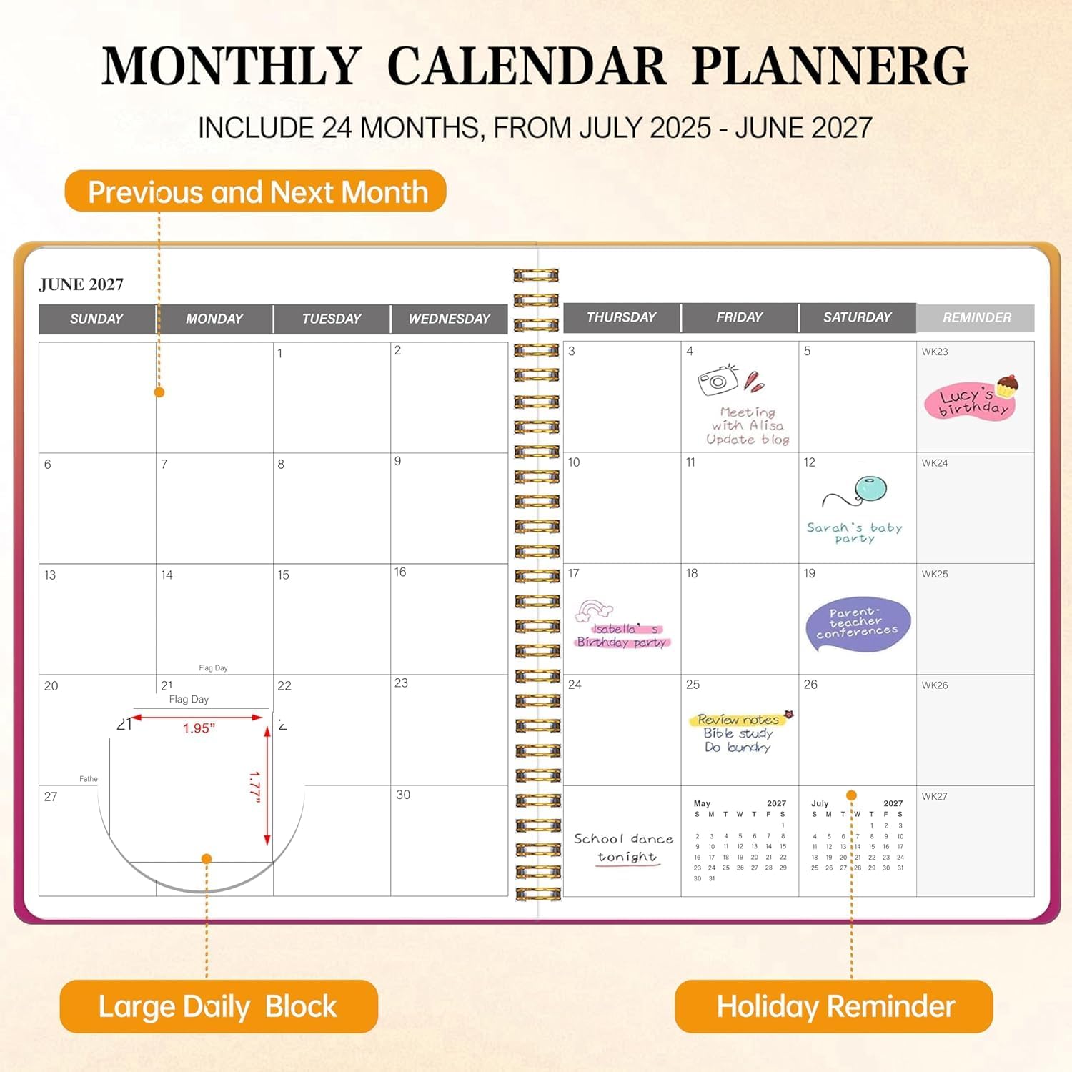 Thumbnail 1 de Monthly Planner 2025-2027 (July 2025–June 2027) 8.5" x 11" – 24-Month Spiral Organizer with Goals & Habit Tracker