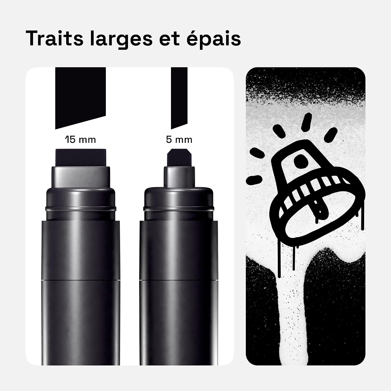 Detalle 2 de Artistro Jumbo Marqueurs — 5 marqueurs noirs jumbo à pointe 15 mm pour surfaces variées