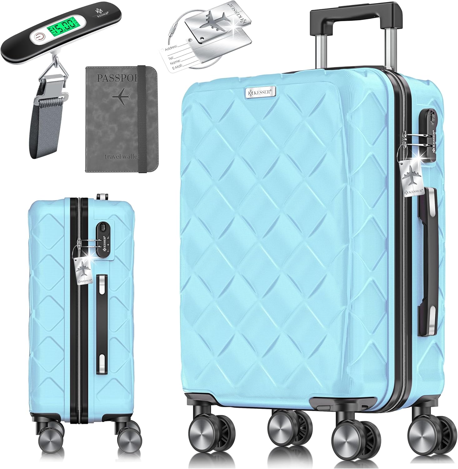 Detalle 2 de KESSER Reisekoffer 84L – ABS Hartschale, 360° Rollen, Zahlenschloss & integrierte Extras