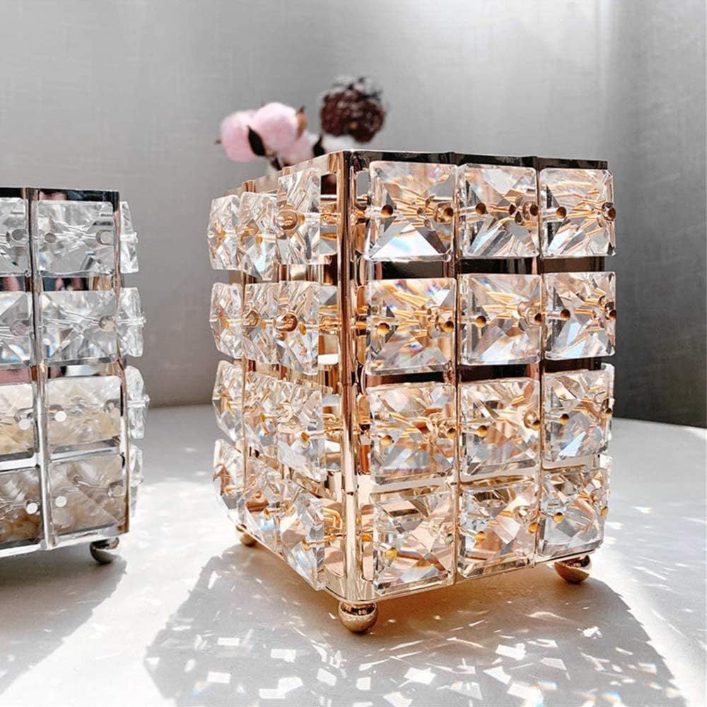 Thumbnail 6 de Crystal Gold Luxury Makeup Brush Organizer – Square Crystal Elegant Holder