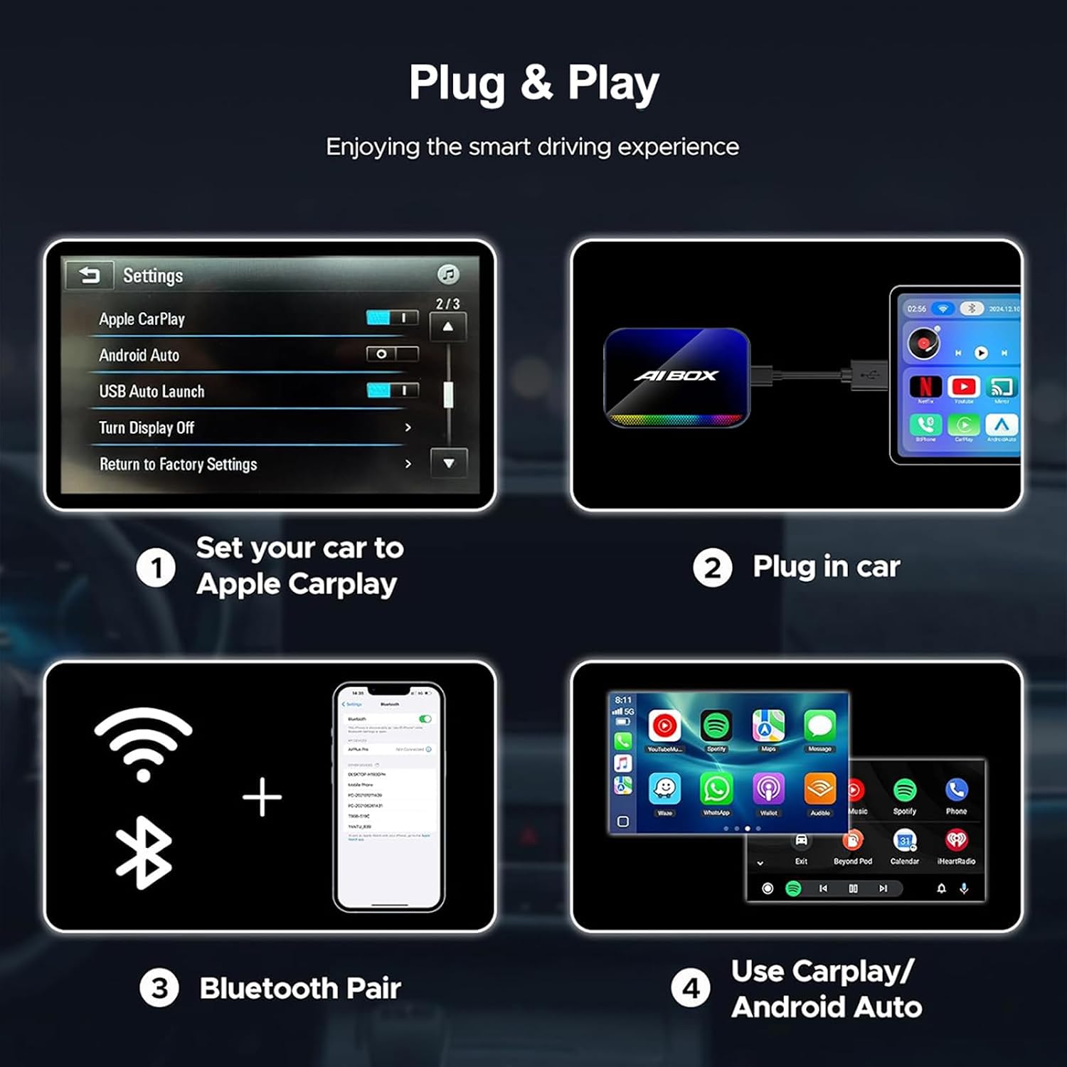 Detalle 2 de Yurnlv Magic AI Box: Wireless CarPlay & Android Auto Adapter with Built-in Play Store