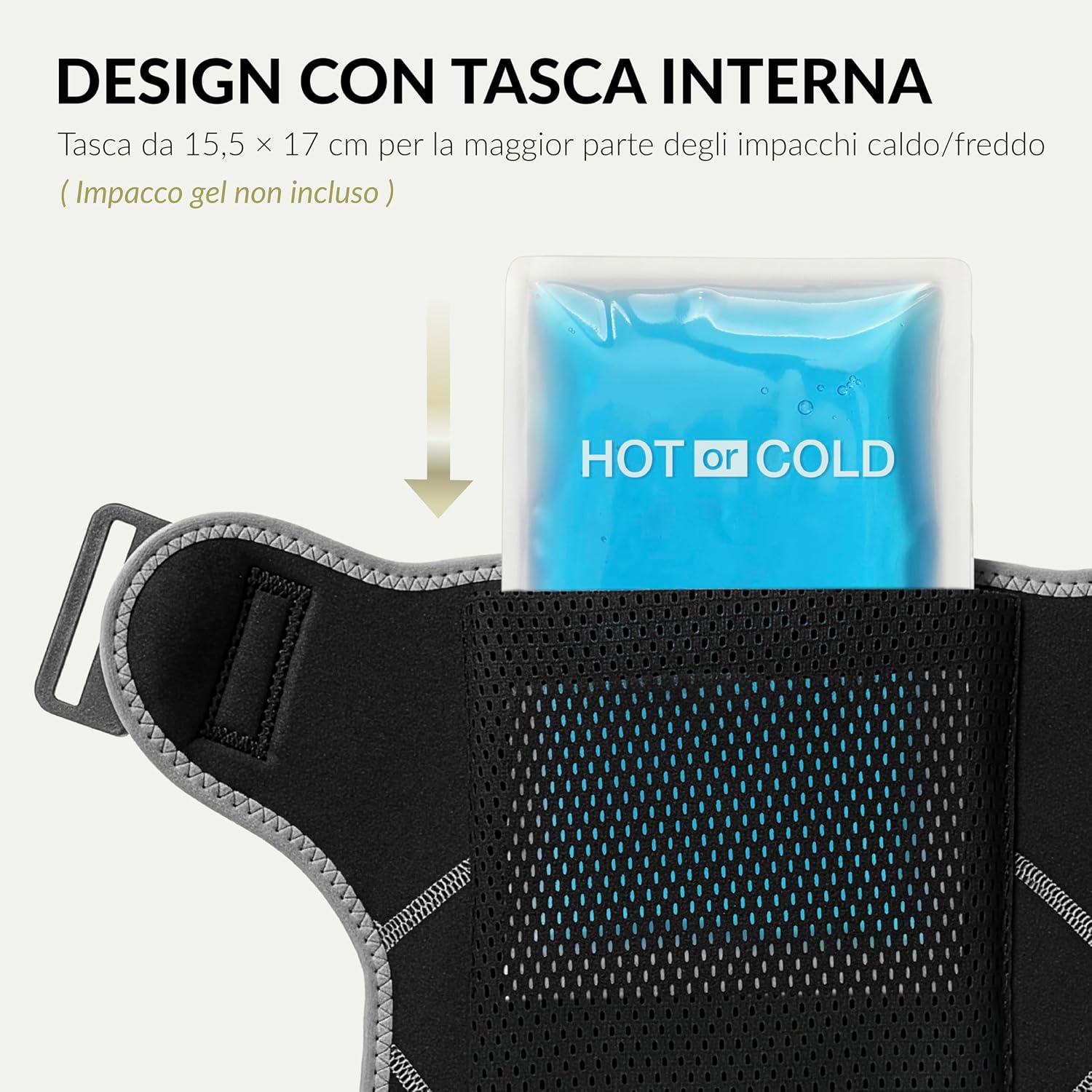Detalle de BraceUP tutore spalla regolabile con tasca