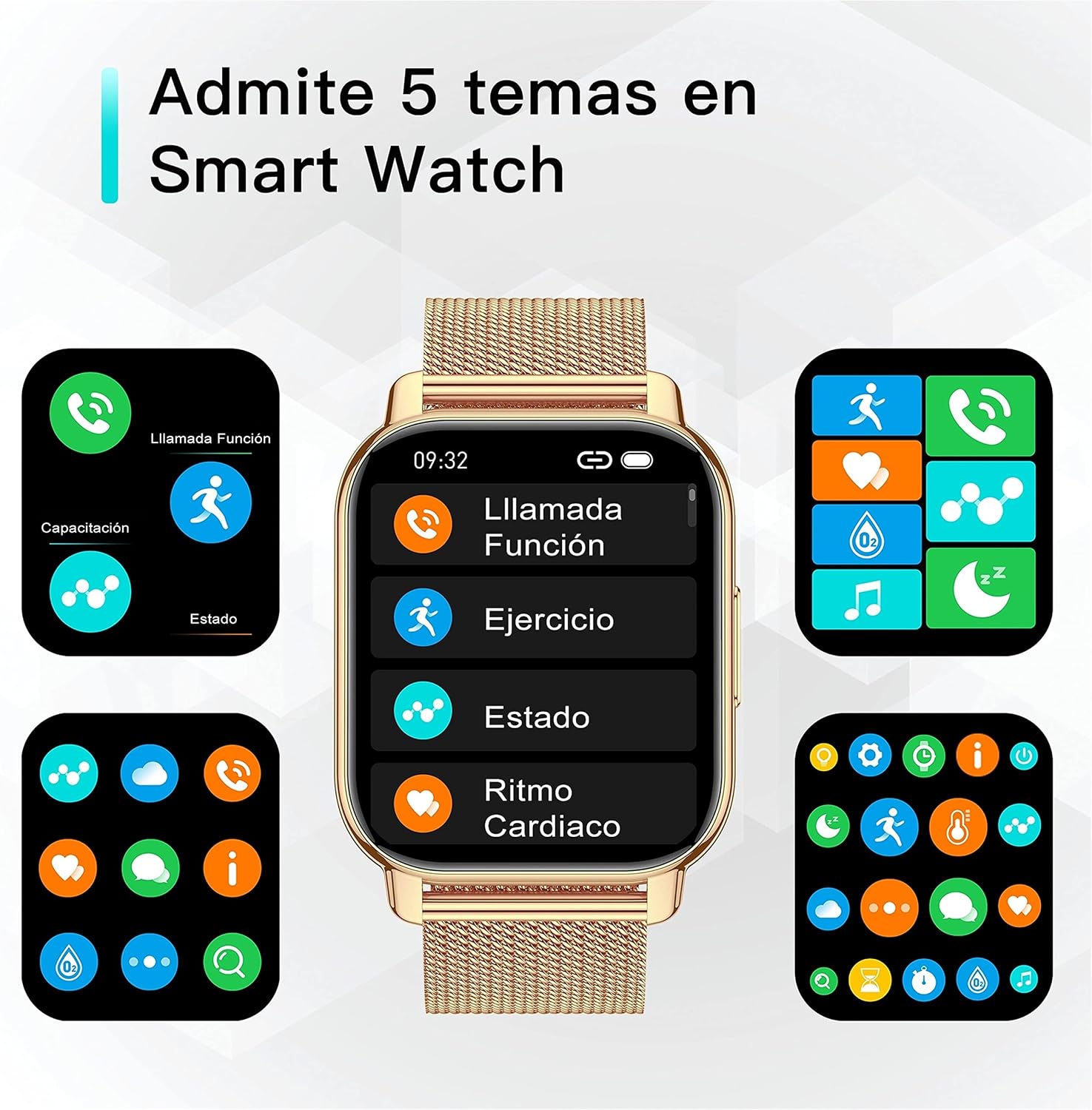 Detalle 2 de Popglory Reloj Inteligente Mujer con llamadas, presión arterial y 100+ deportes (1.85”)