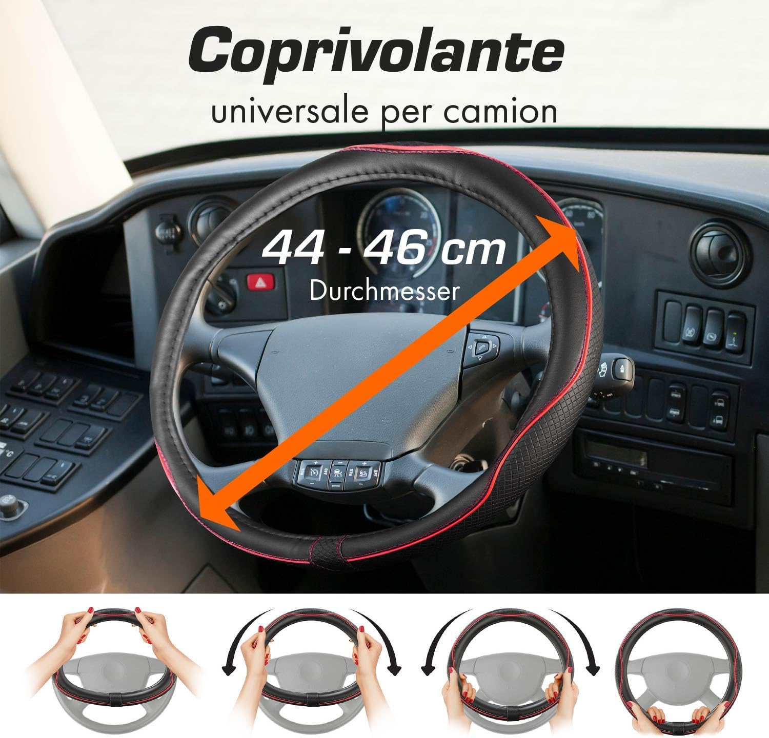 Detalle de Upgrade4cars Coprivolante 44-46 cm Rosso Nero