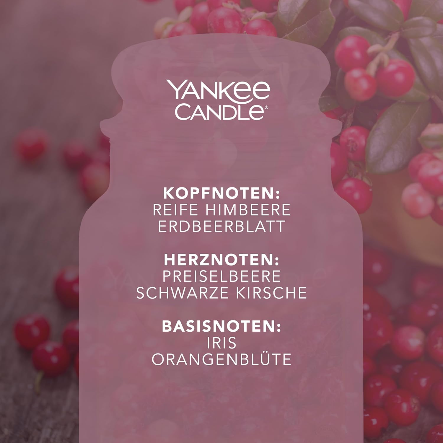 Detalle 2 de Yankee Candle Duftkerze im Glas (groß) Cranberry Chutney – bis zu 150 Stunden Duft