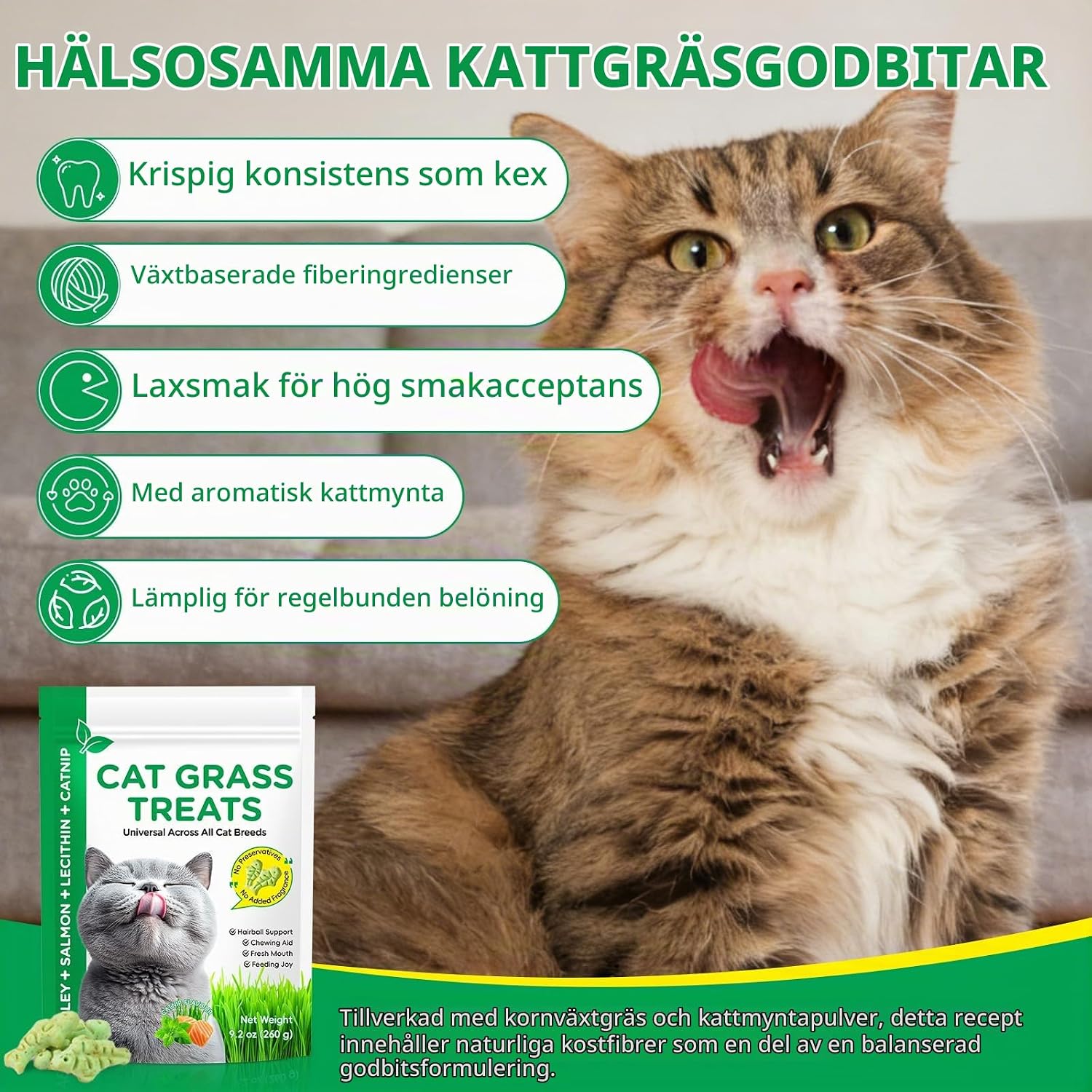 Detalle de RlfJynxious Kattgräs Snack 260 g – kattgodis i pinnar med lax och kattmynta