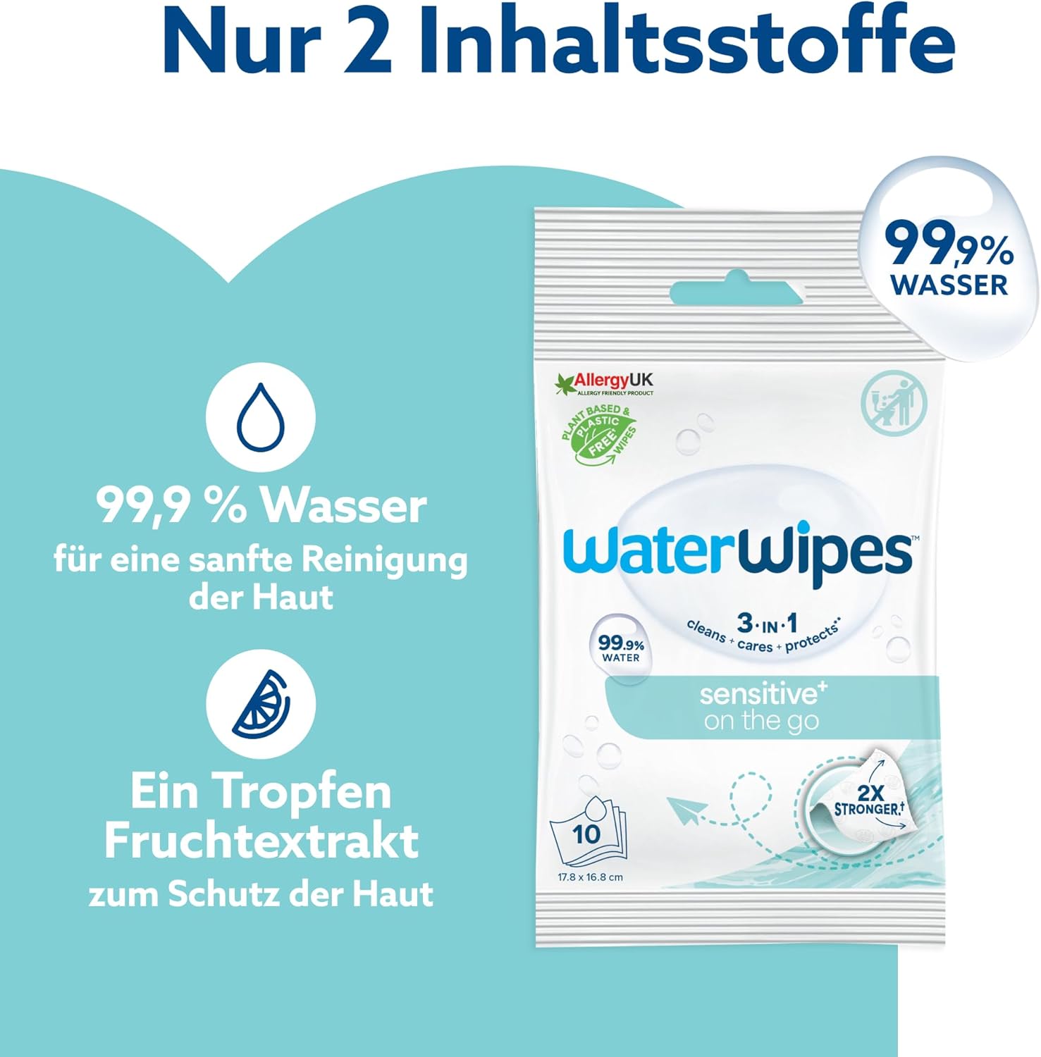 Detalle 2 de WaterWipes Sensitive+ Feuchttücher 100 Stück