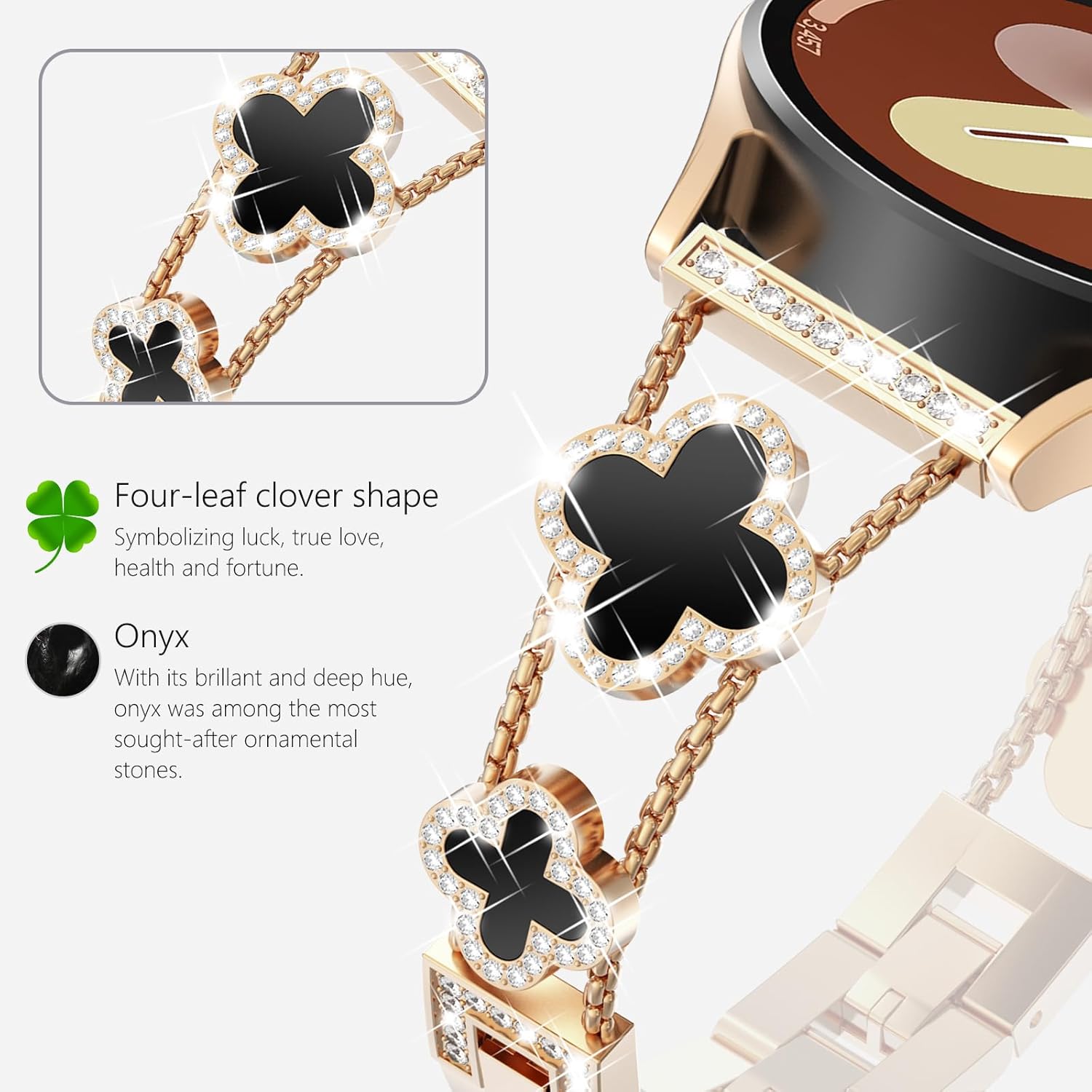 Thumbnail 4 de KADES Rose Gold 20mm Diamond Bezel Link Bracelet for Samsung Galaxy Watches