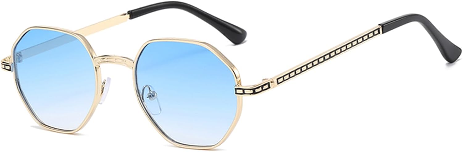 Detalle de YAMEIZE Metal Small Round Irregular Rimless Sunglasses
